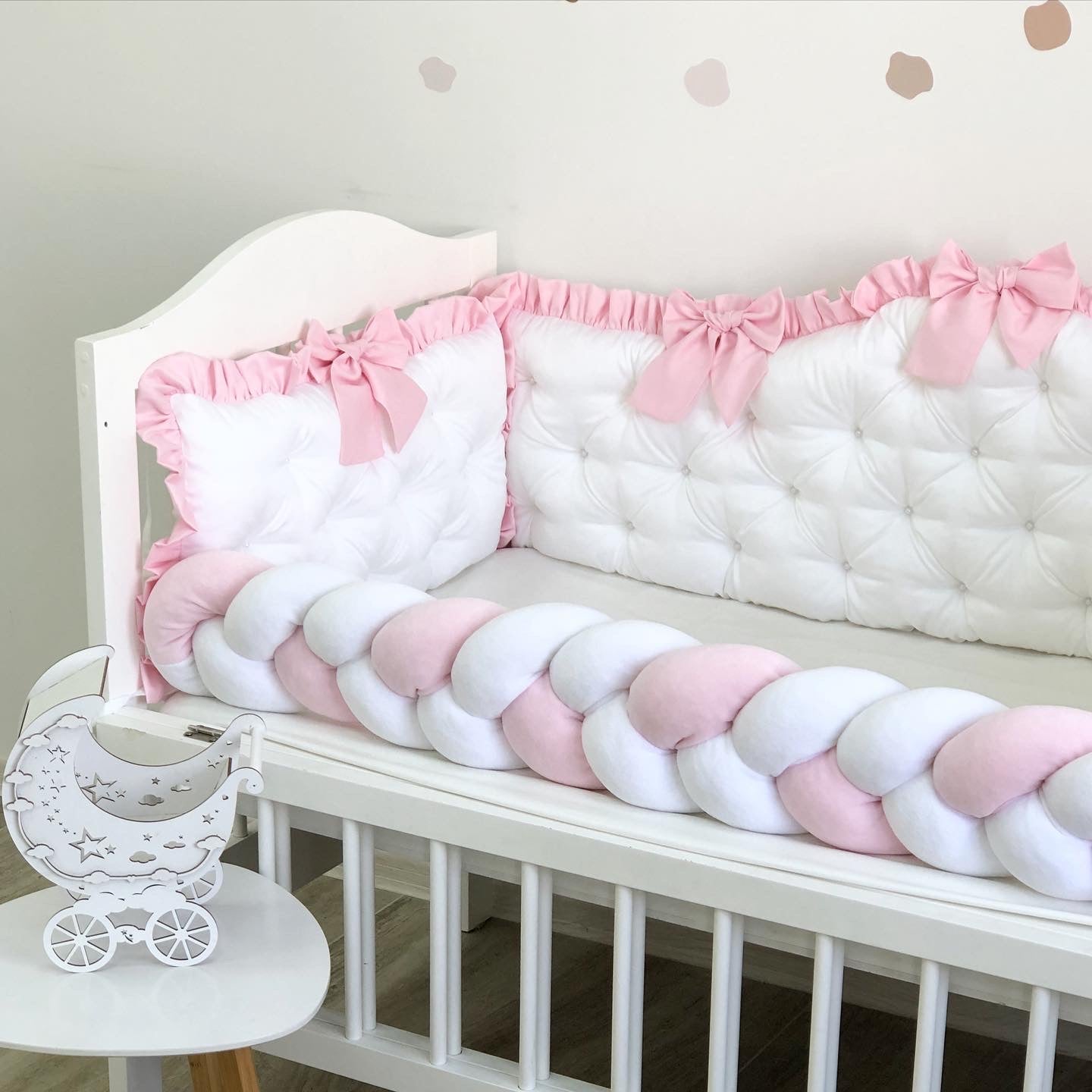 Royal Luxury Personalized Crib Bumpers "Love Pink" - Baby Bedding Worlds