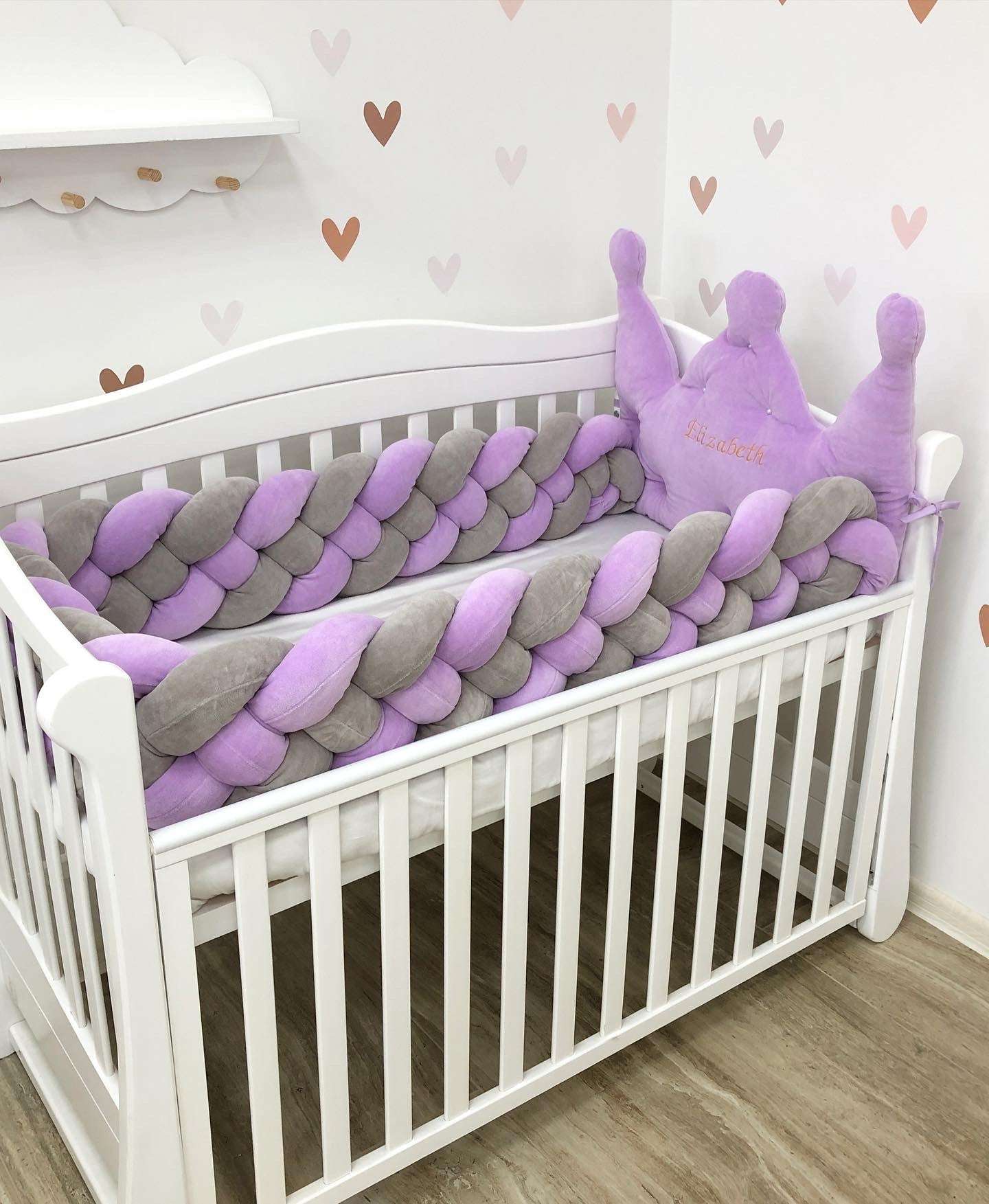 Bumper braid and crown “Purple crown” - Baby Bedding Worlds
