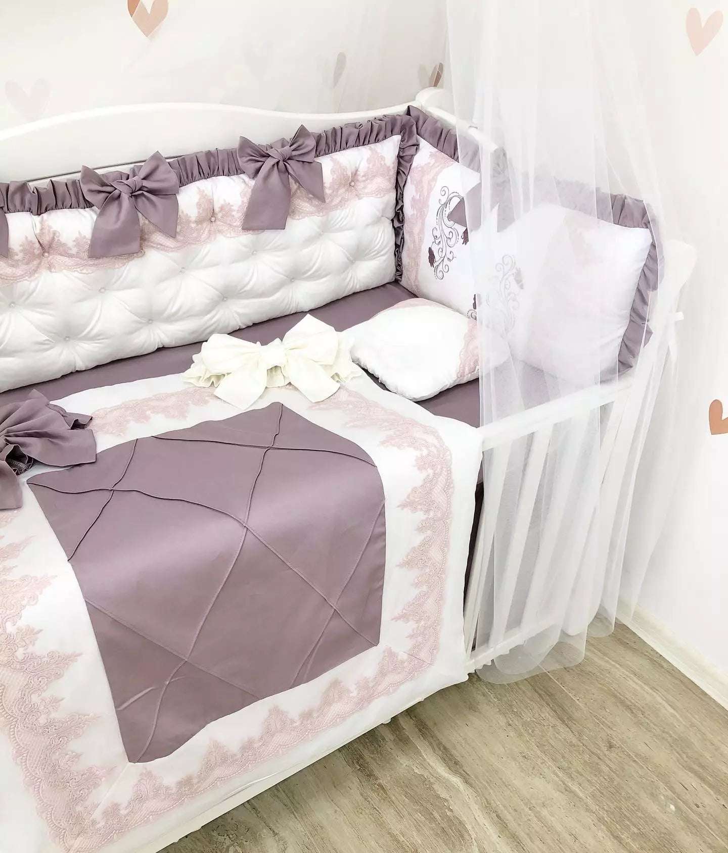 Personalized Crib Bedding sets “Lilac dream” - Baby Bedding Worlds