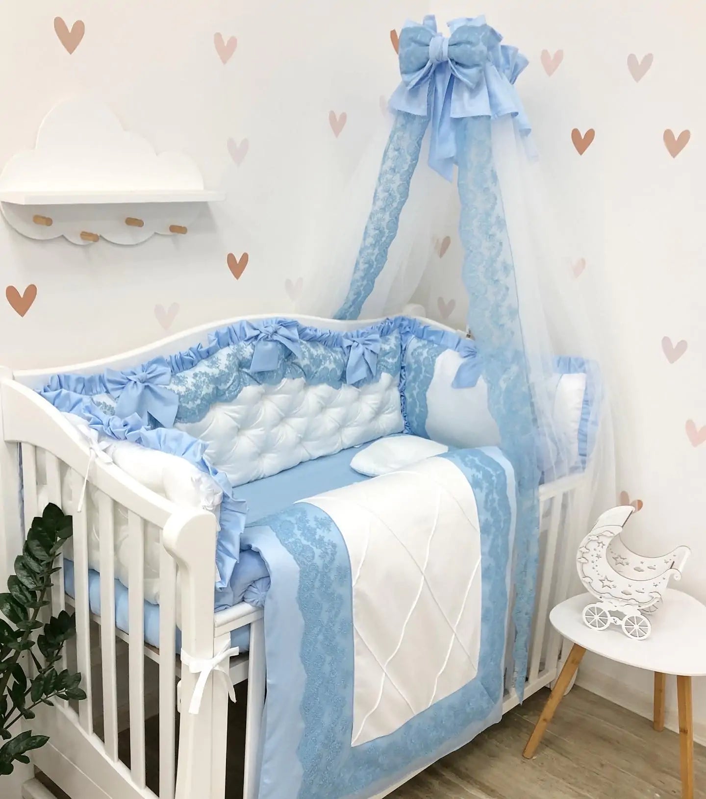 Luxury Bedding set For Boy “White and Blue” - Baby Bedding Worlds