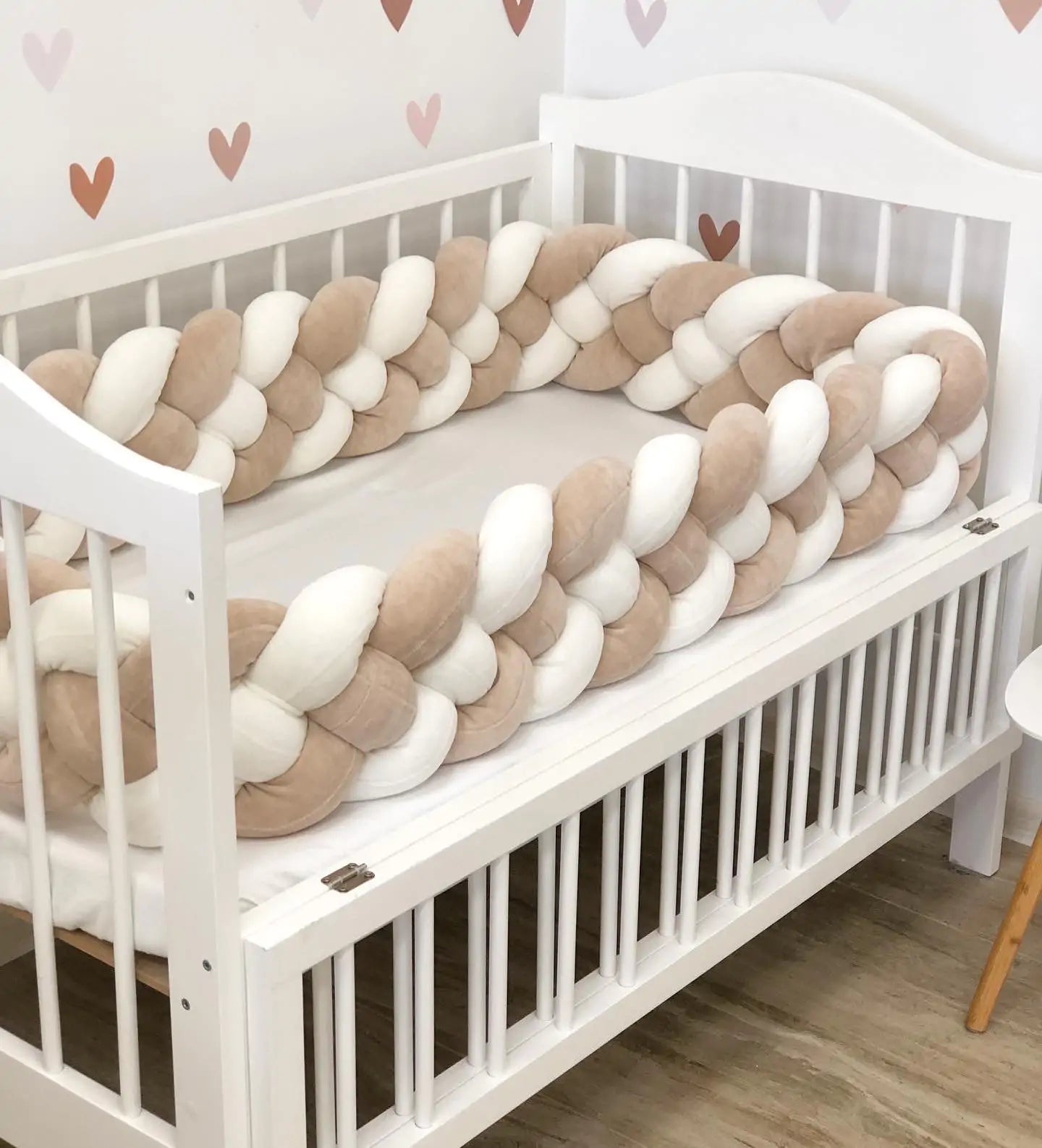 Braided crib Bumper color Beige and milk - Baby Bedding Worlds