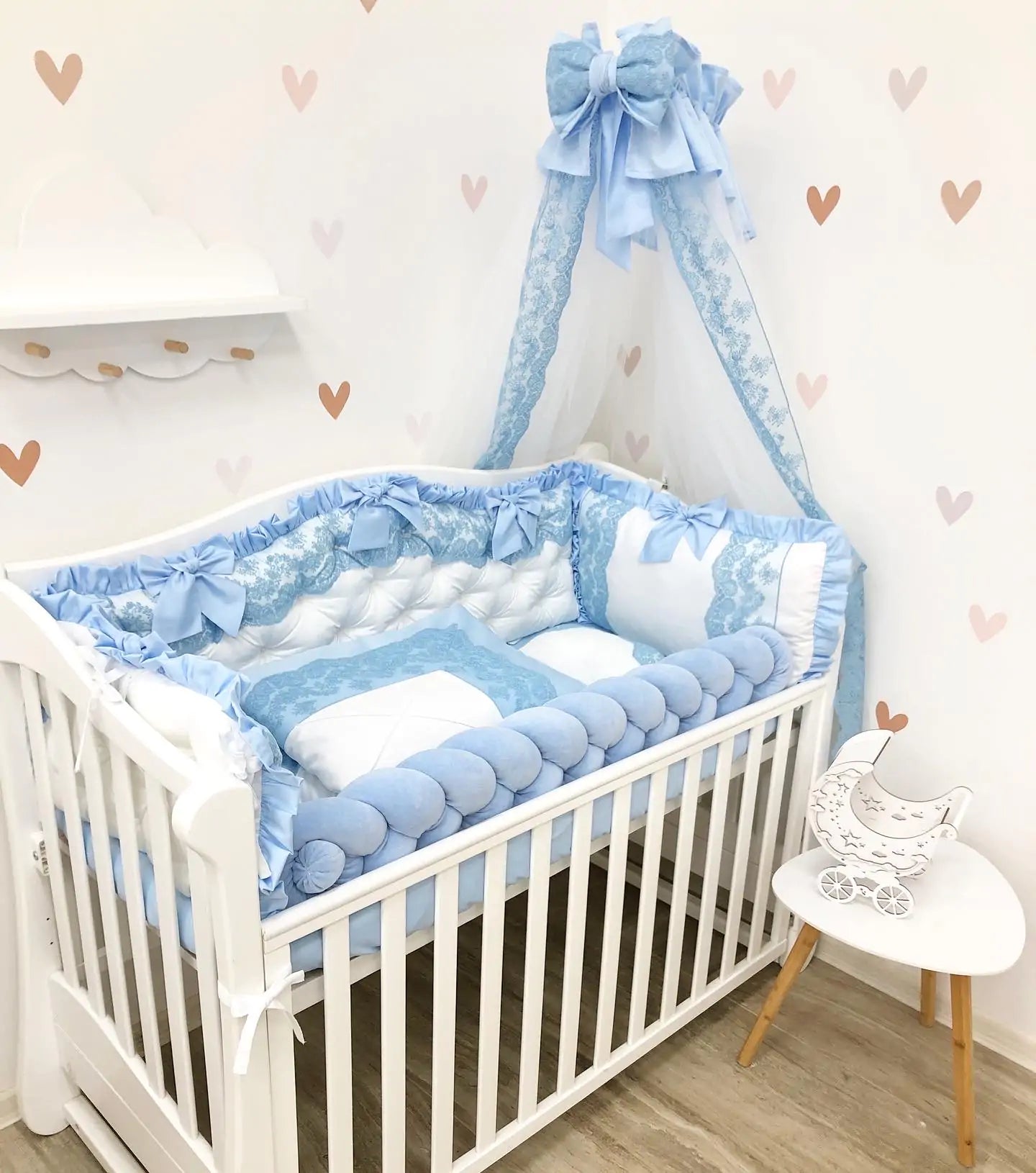 Luxury Bedding set For Boy “White and Blue” - Baby Bedding Worlds