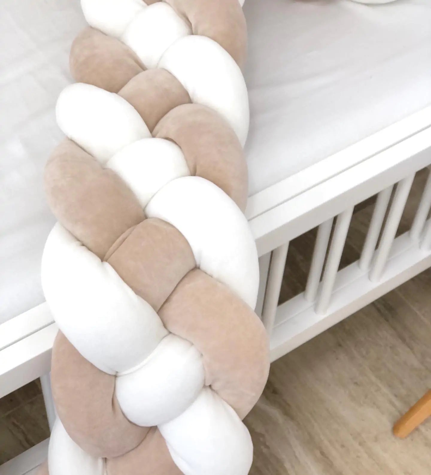 Braided crib Bumper color Beige and milk - Baby Bedding Worlds