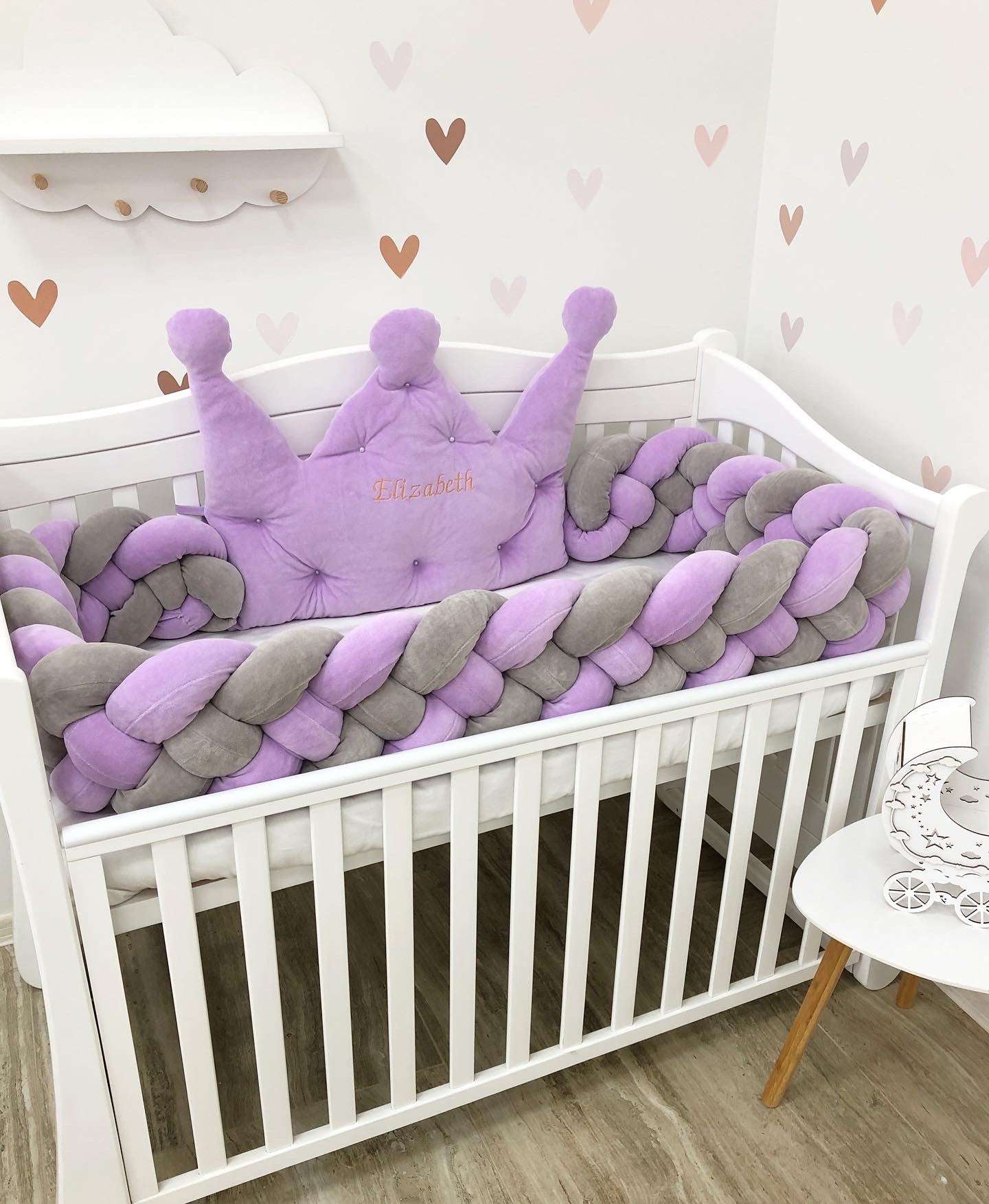 Bumper braid and crown “Purple crown” - Baby Bedding Worlds