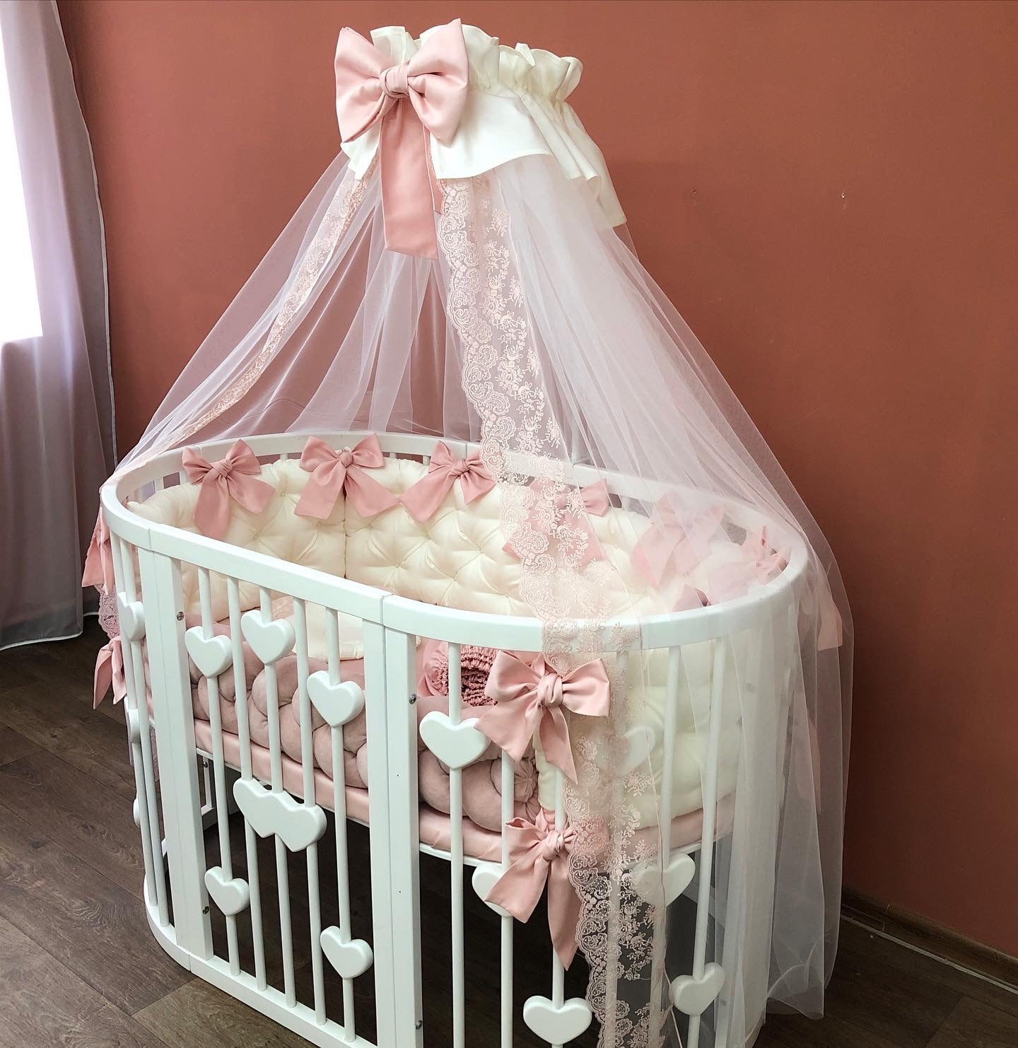 Crib set “Dusty Rose Sweet Dreas” - Baby Bedding Worlds