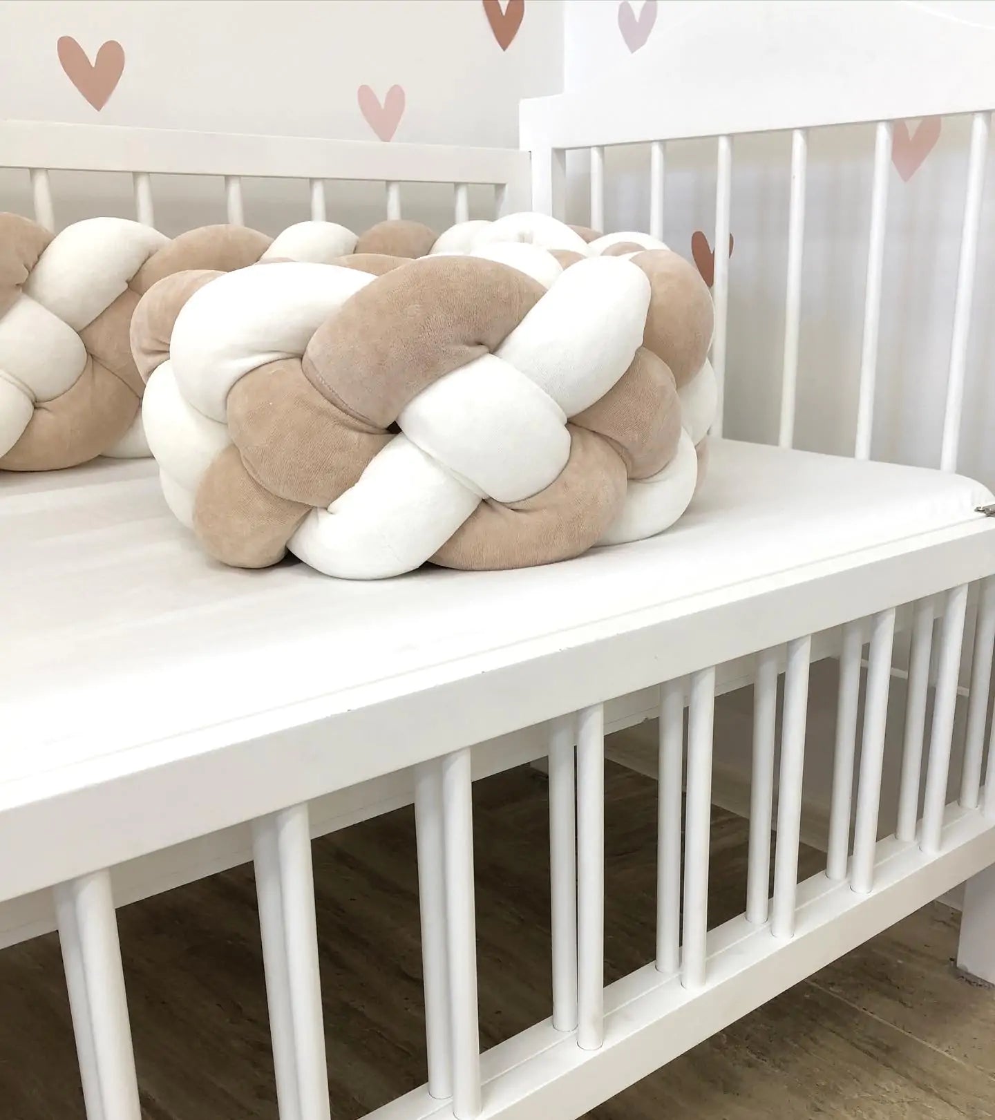 Braided crib Bumper color Beige and milk - Baby Bedding Worlds