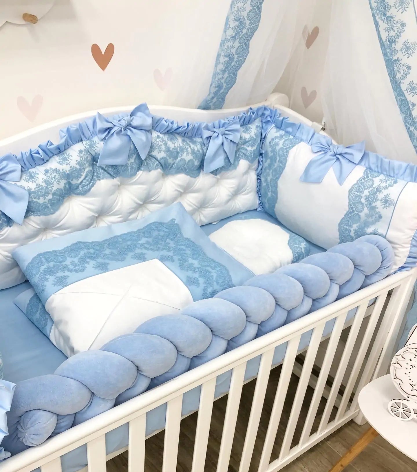 Luxury Bedding set For Boy “White and Blue” - Baby Bedding Worlds
