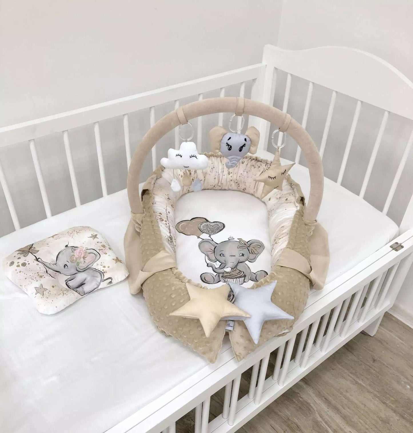Beige color Minky nursery - Baby Bedding Worlds