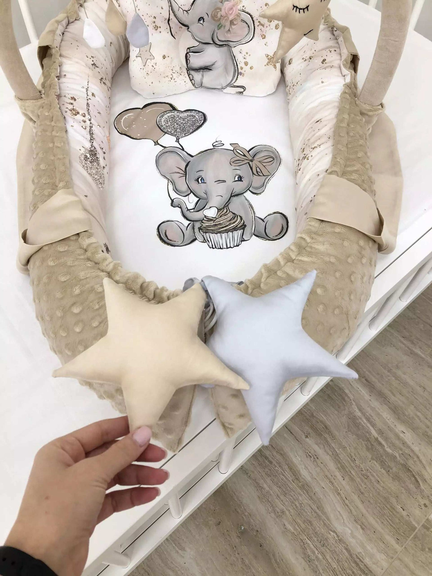 Beige color Minky nursery - Baby Bedding Worlds