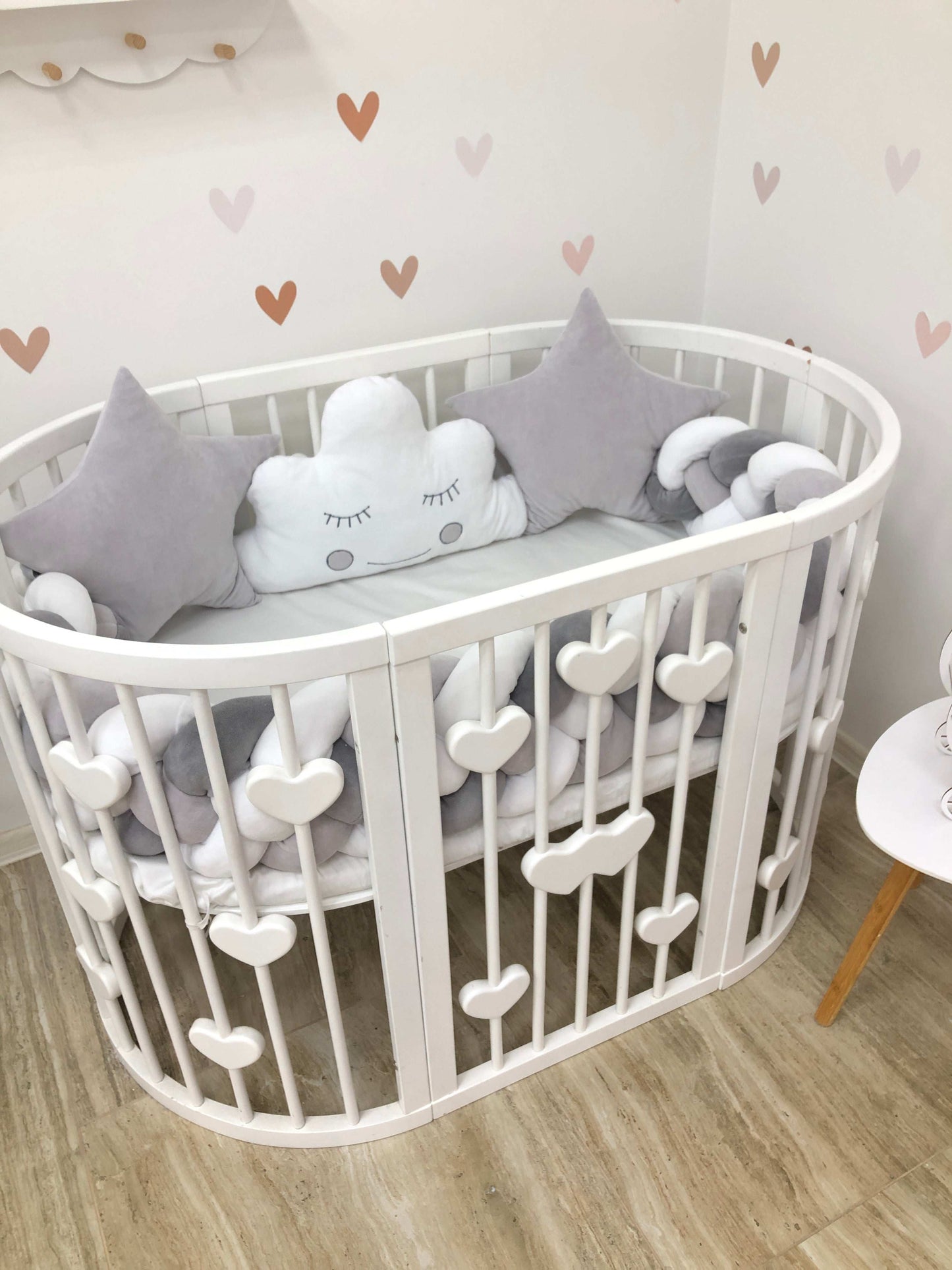 Gray Braided Crib Bedding Set – "Stars & Cloud" ☁️⭐