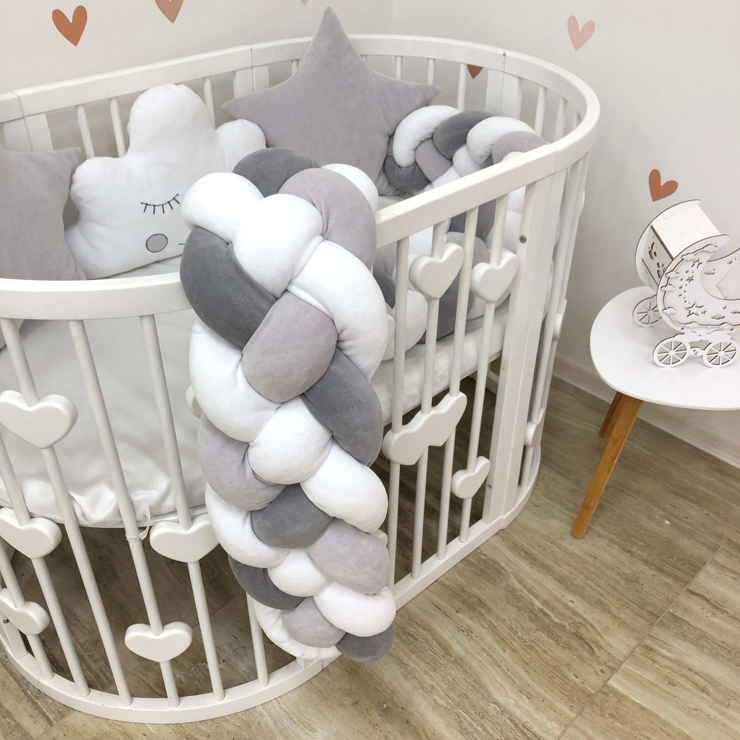 Gray Braided Crib Bedding Set – "Stars & Cloud" ☁️⭐