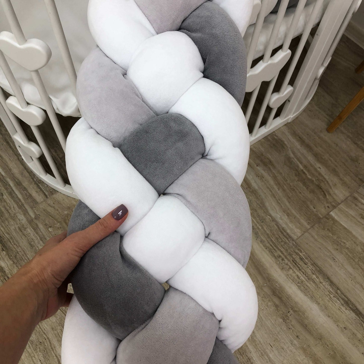 Gray Braided Crib Bedding Set – "Stars & Cloud" ☁️⭐