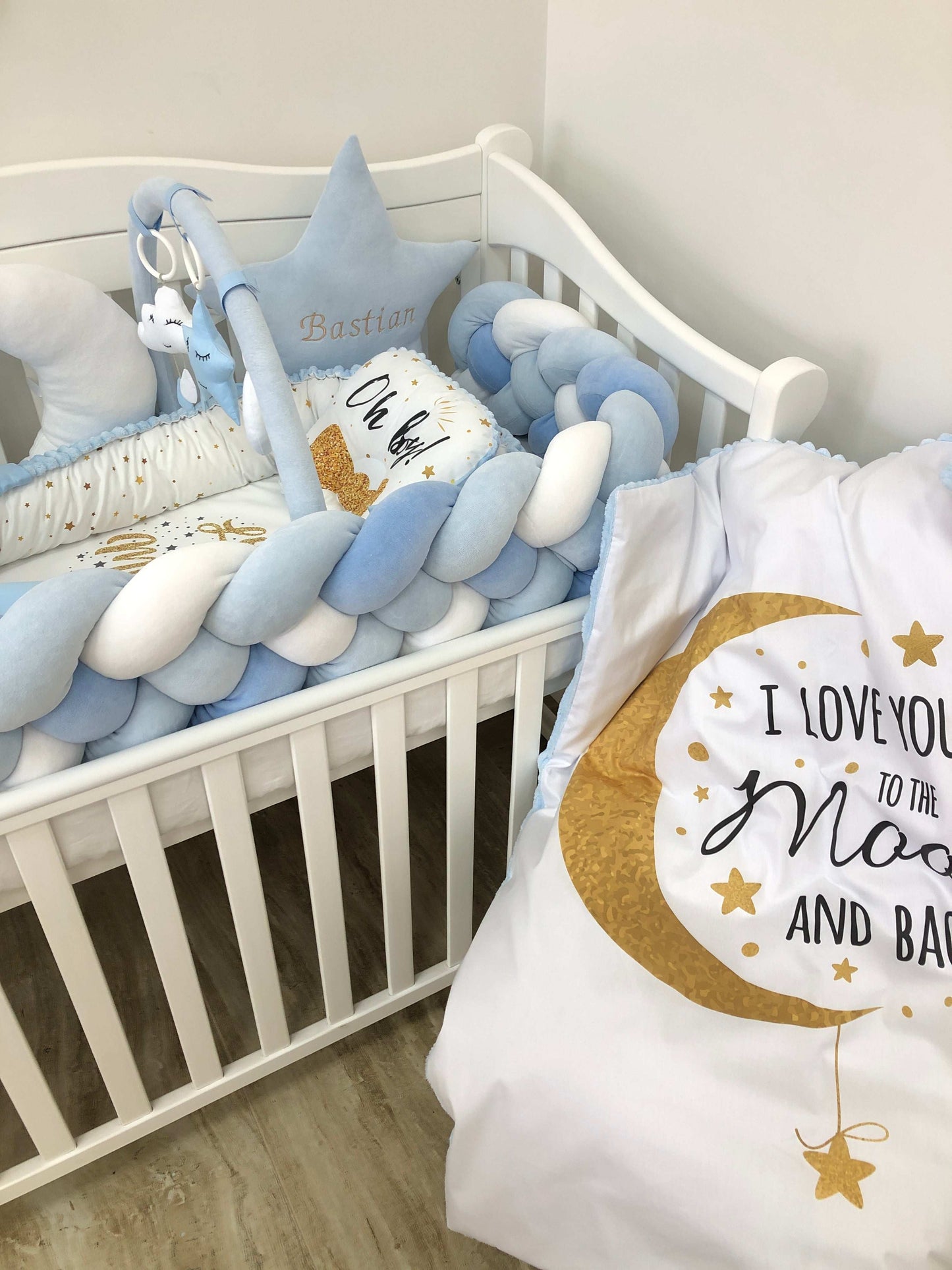 Crib set "Blue moon" - Baby Bedding Worlds