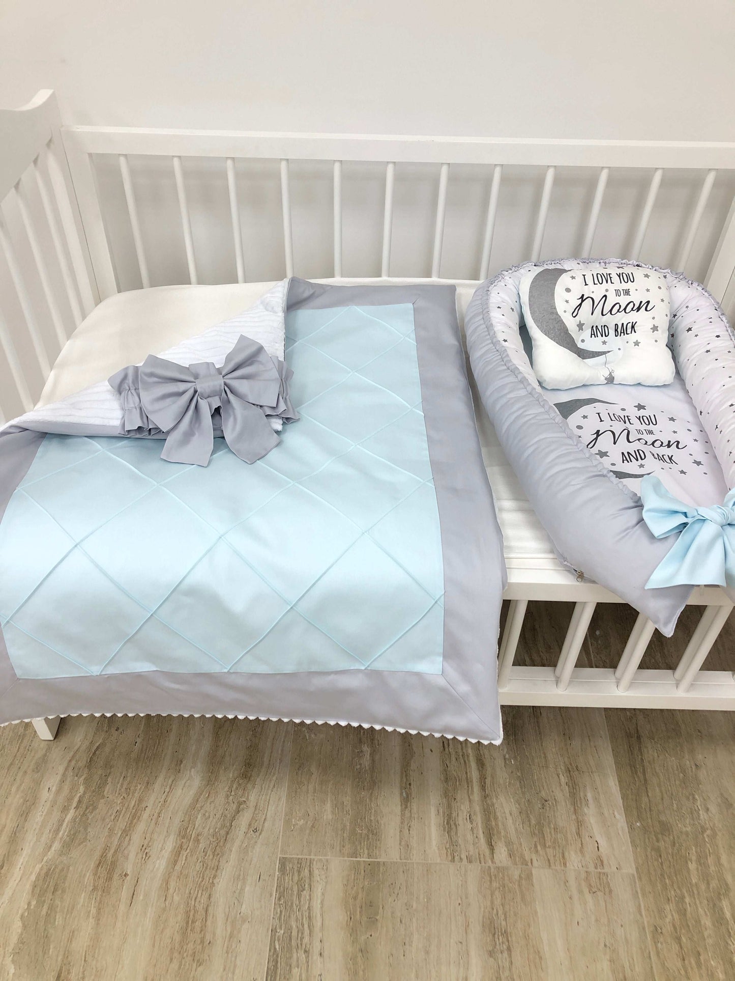 Baby nest and Blanket "Grey Moon" - Baby Bedding Worlds