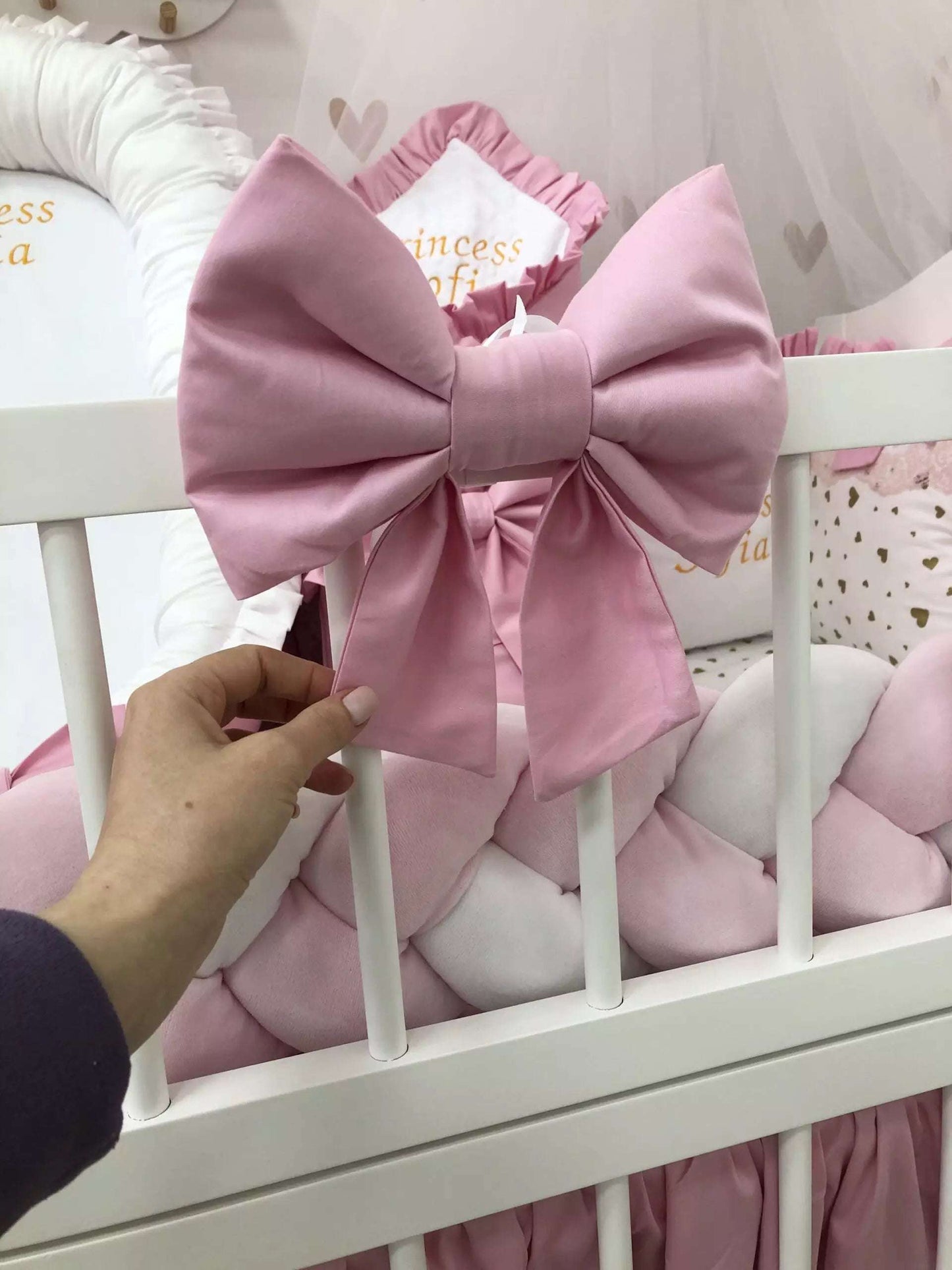 Crib Set “Little Princess” color baby pink - Baby Bedding Worlds