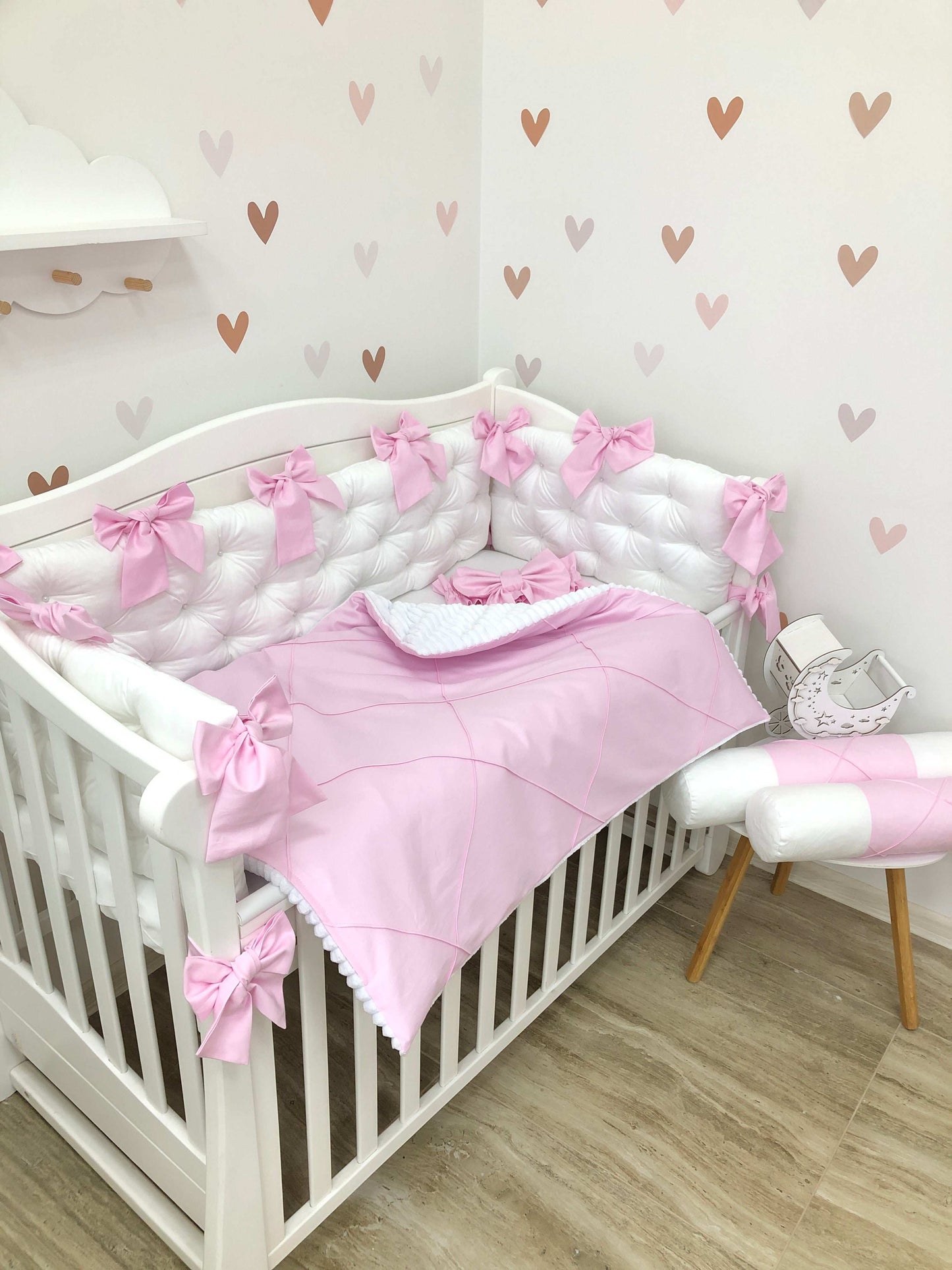 Crib Bedding sets "Pink bows" - Baby Bedding Worlds