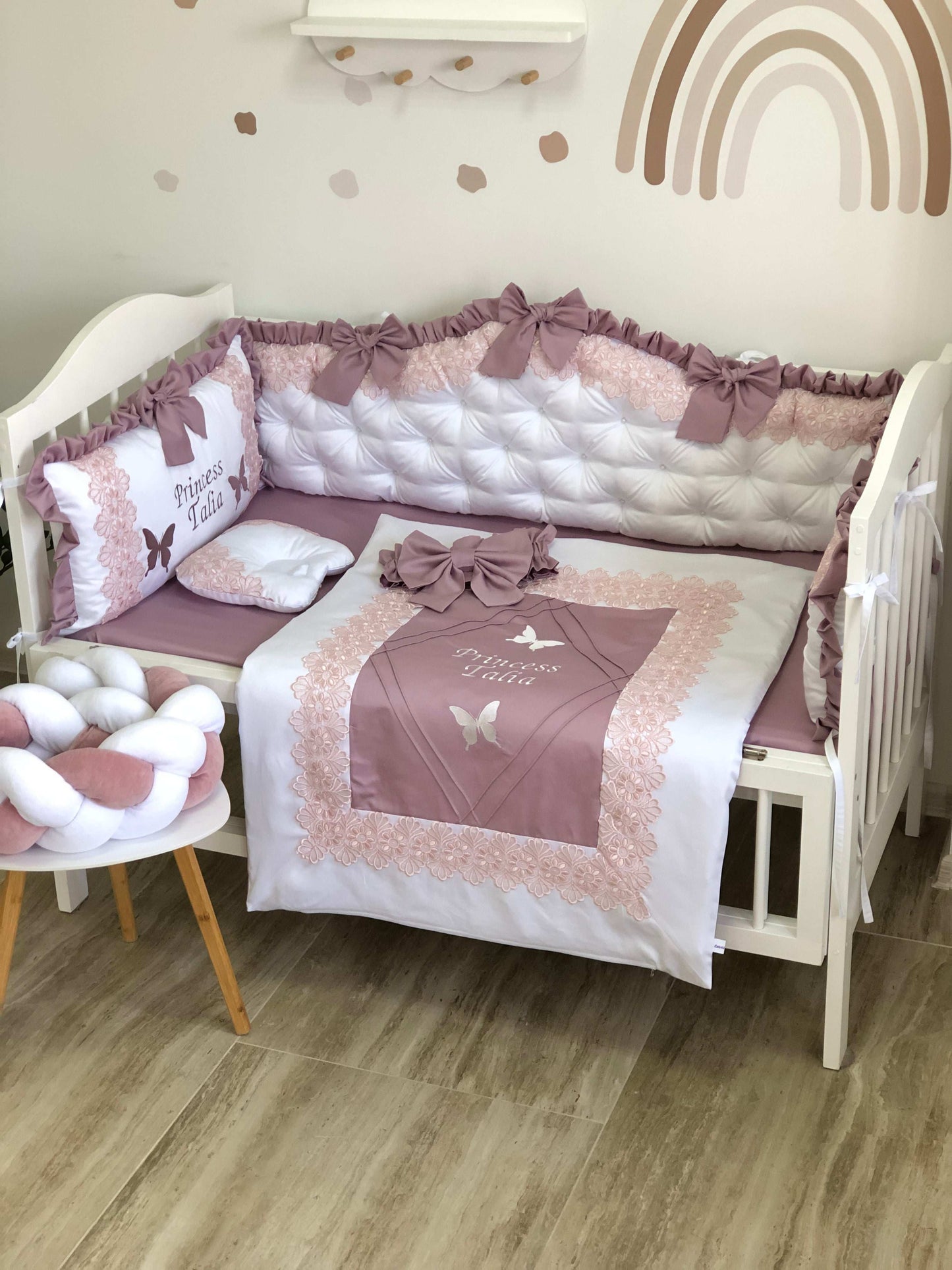 Crib bedding set "Lilac royal" - Baby Bedding Worlds