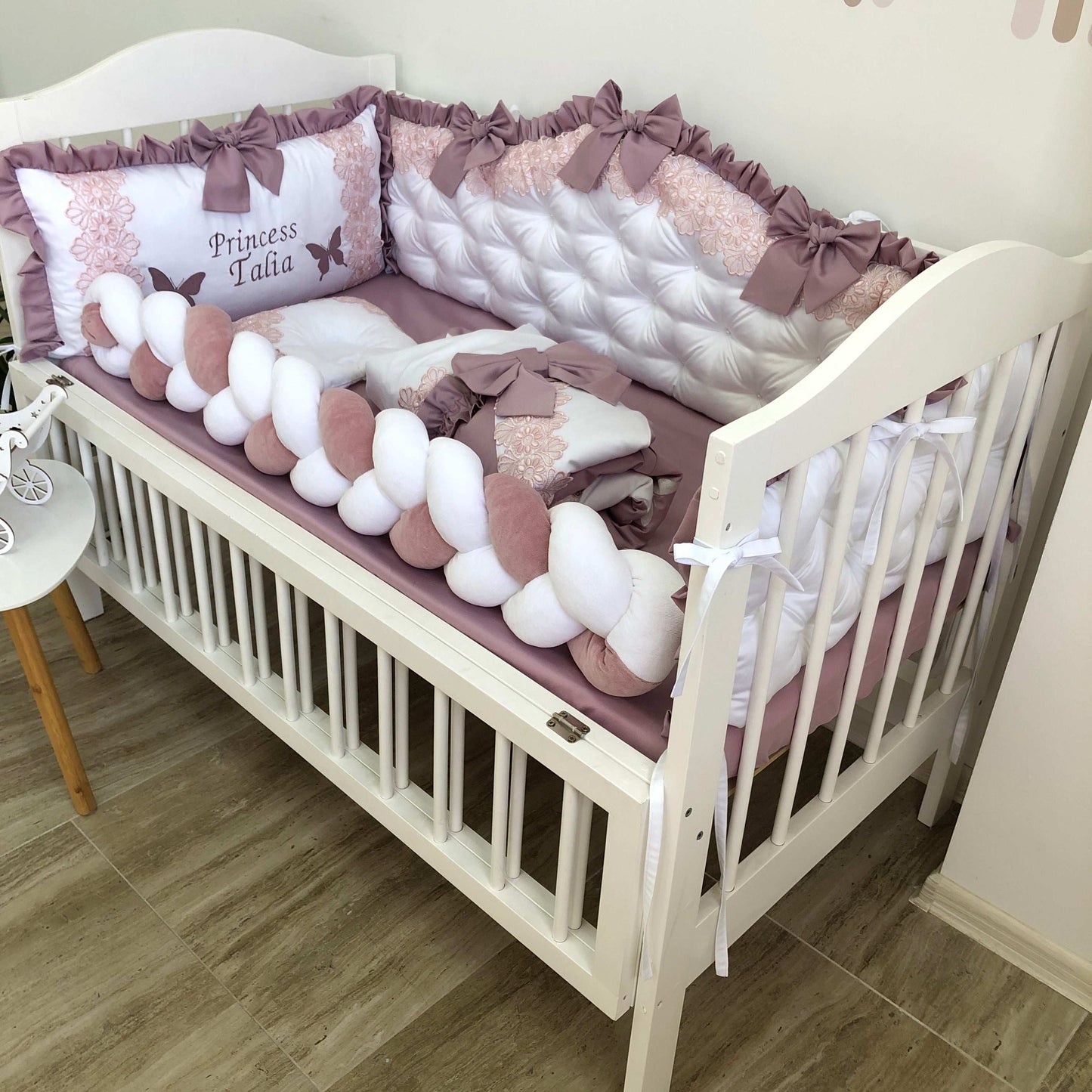 Crib bedding set "Lilac royal" - Baby Bedding Worlds