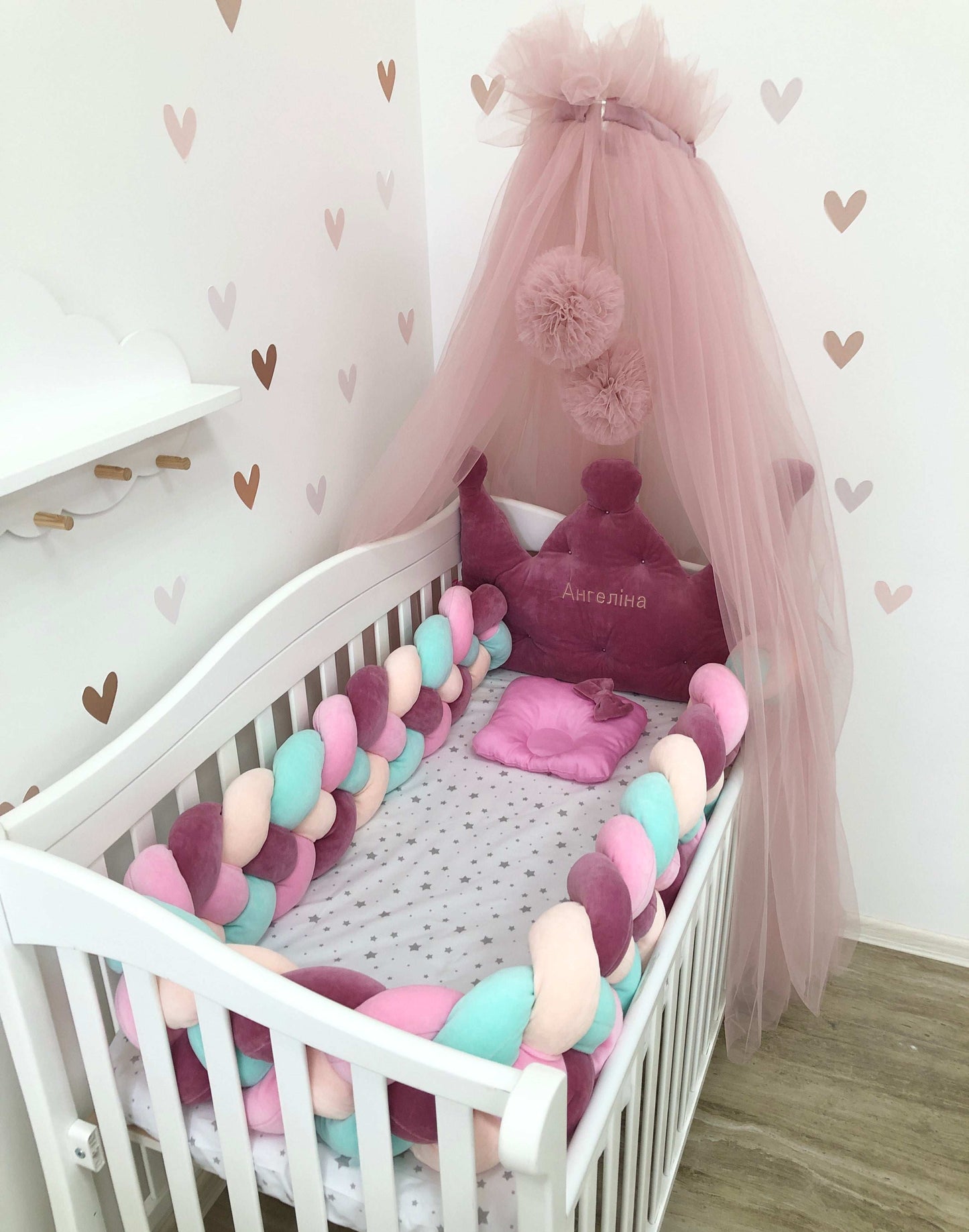 Personalized Bedding set color beige and purple - Baby Bedding Worlds