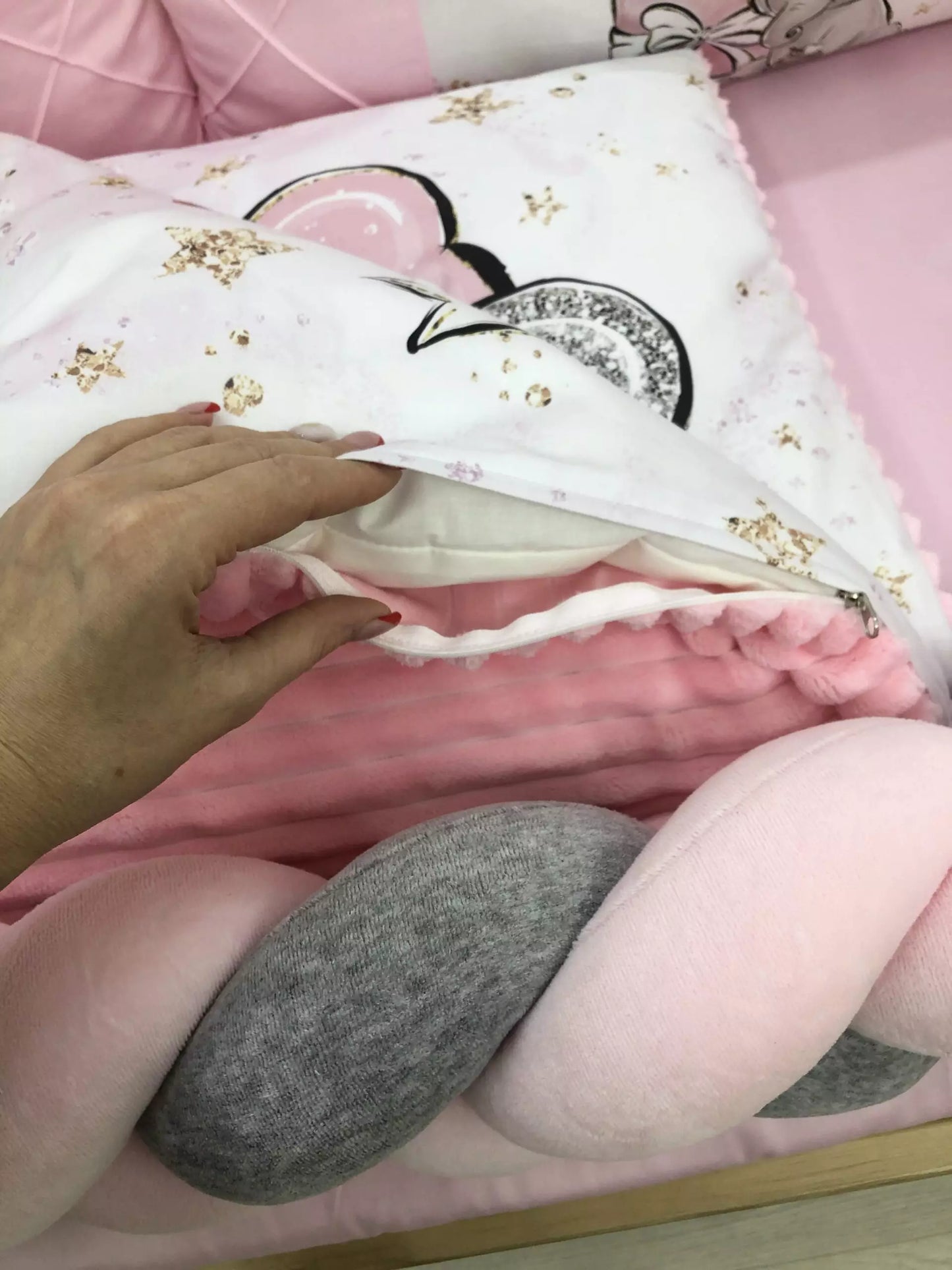 Crib set “Pink Elephant for girl” - Baby Bedding Worlds