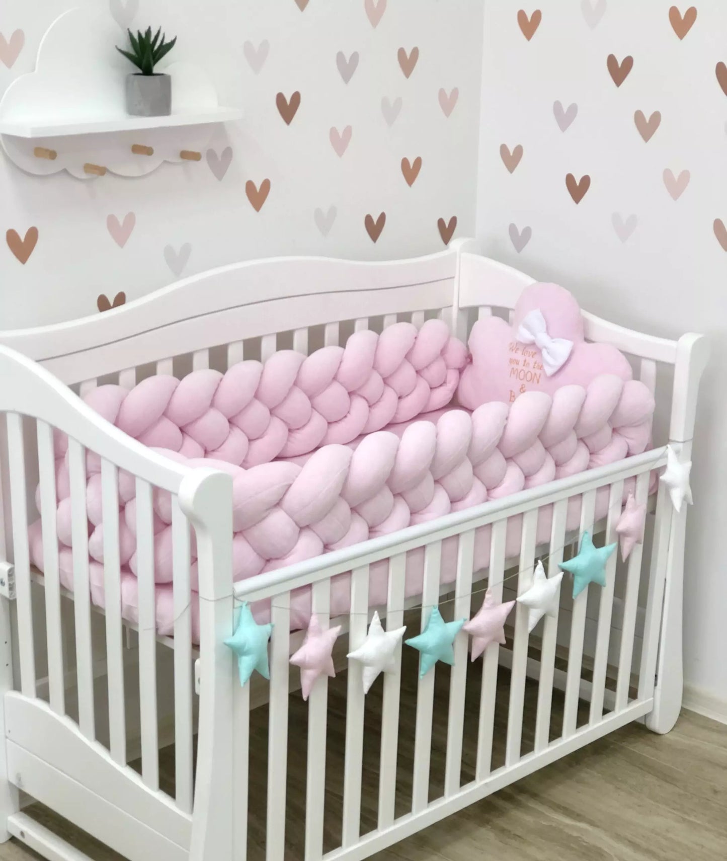 Bumper braid and cloud “Pink cloud” - Baby Bedding Worlds