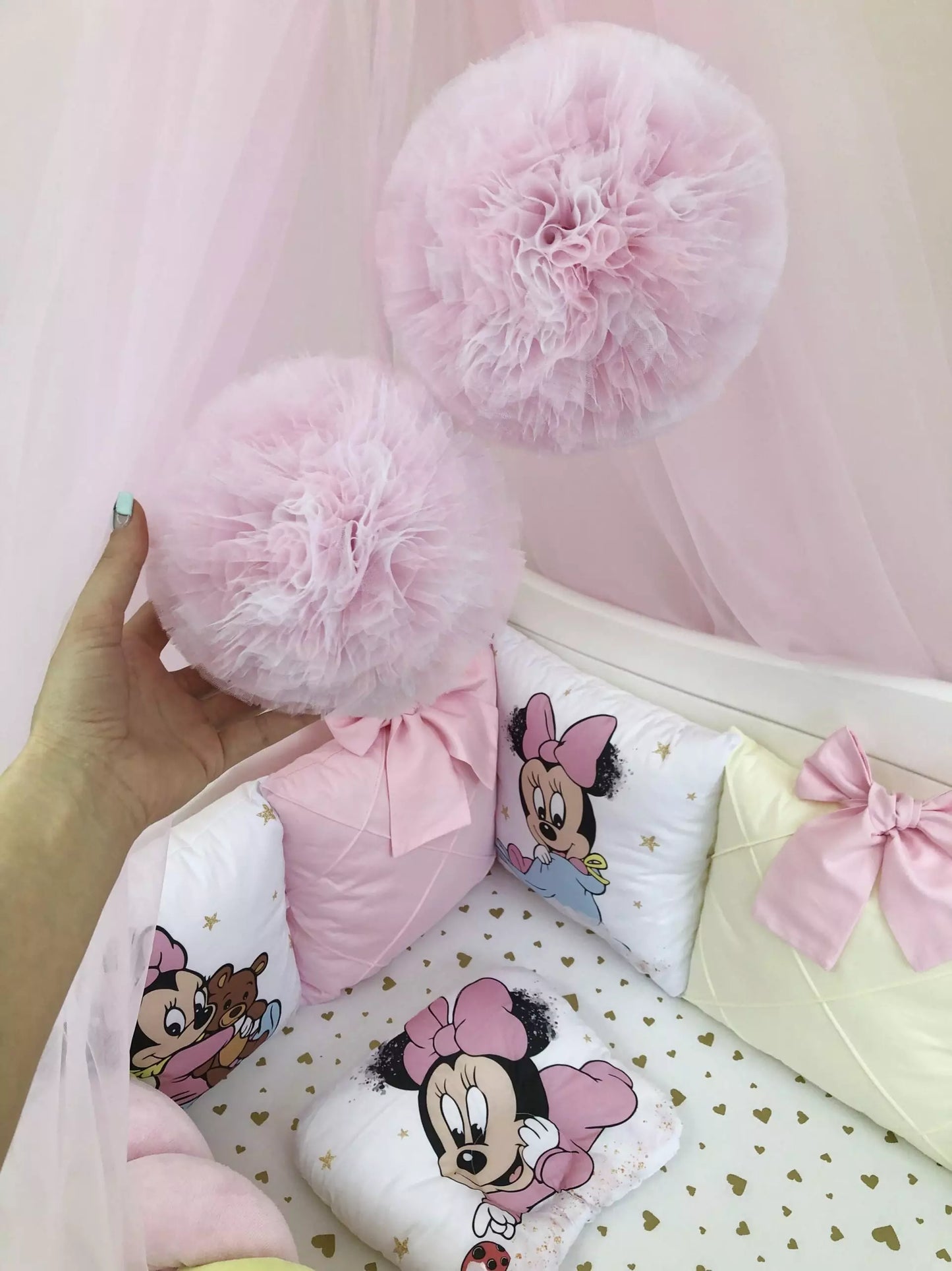 Georgeous crib set “Girl pink” - Baby Bedding Worlds