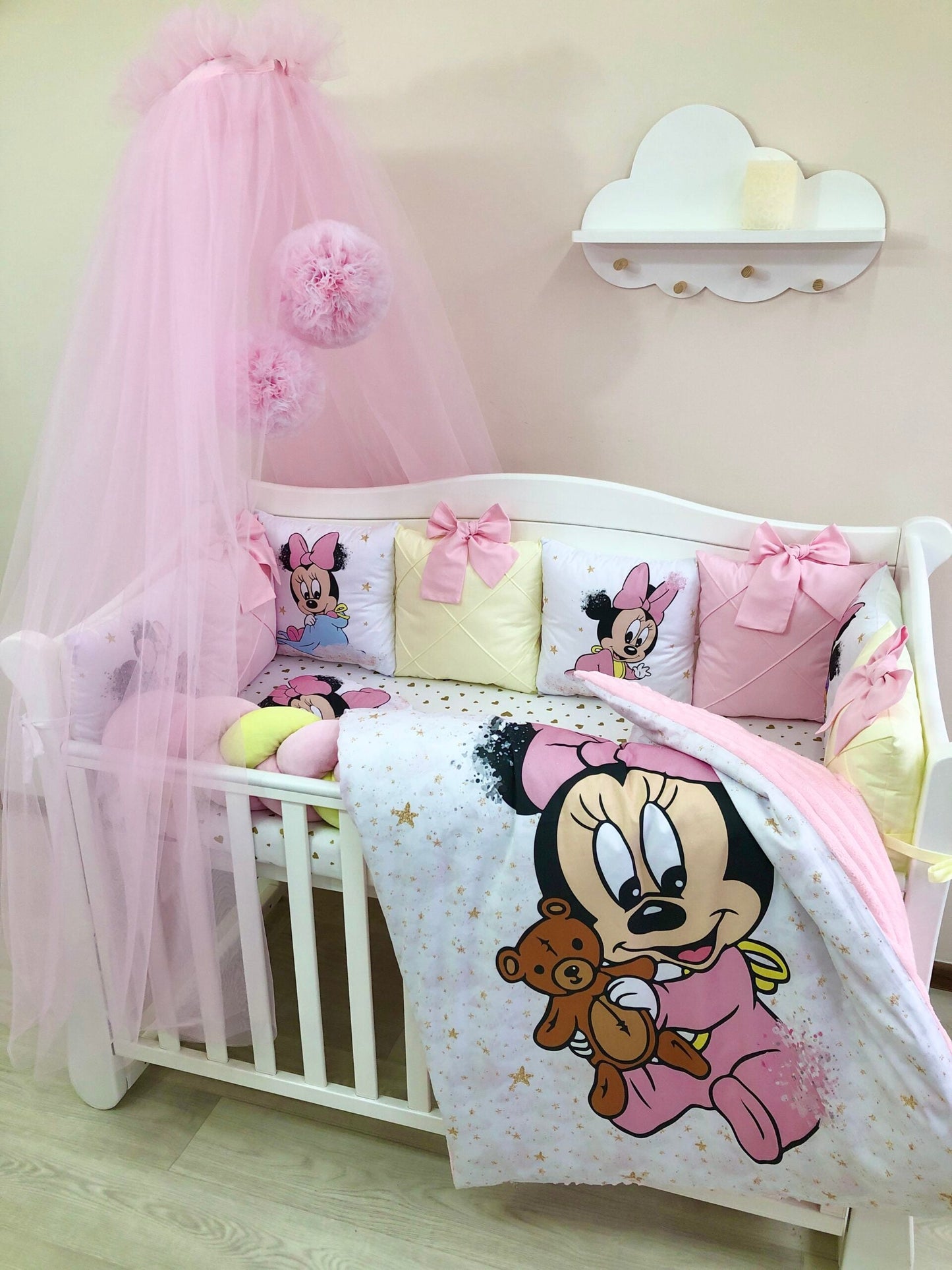 Georgeous crib set “Girl pink” - Baby Bedding Worlds
