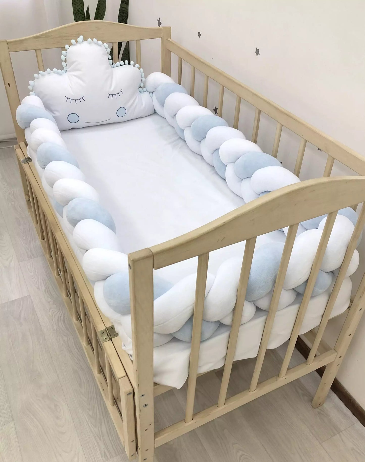 Crib set “Blue white baby bedding set“ - Baby Bedding Worlds