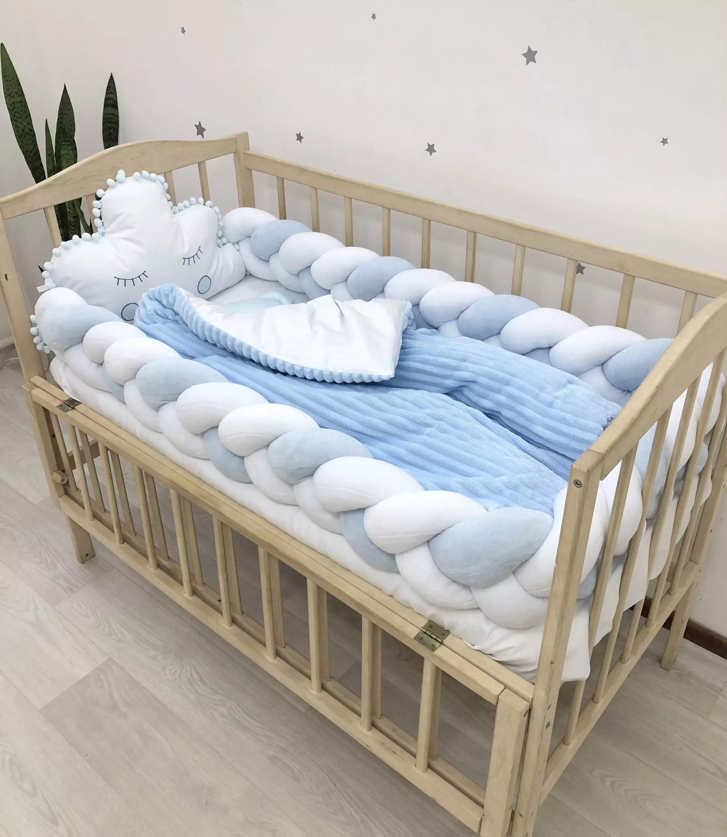 Crib set “Blue white baby bedding set“ - Baby Bedding Worlds