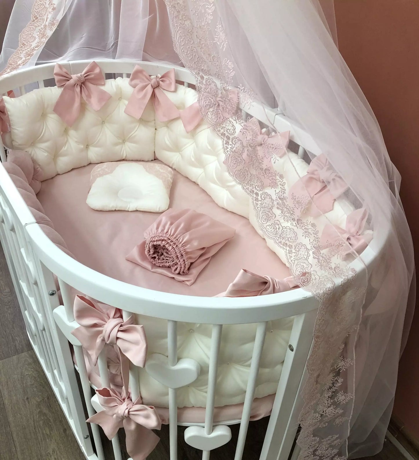 Crib set “Dusty Rose Sweet Dreas” - Baby Bedding Worlds