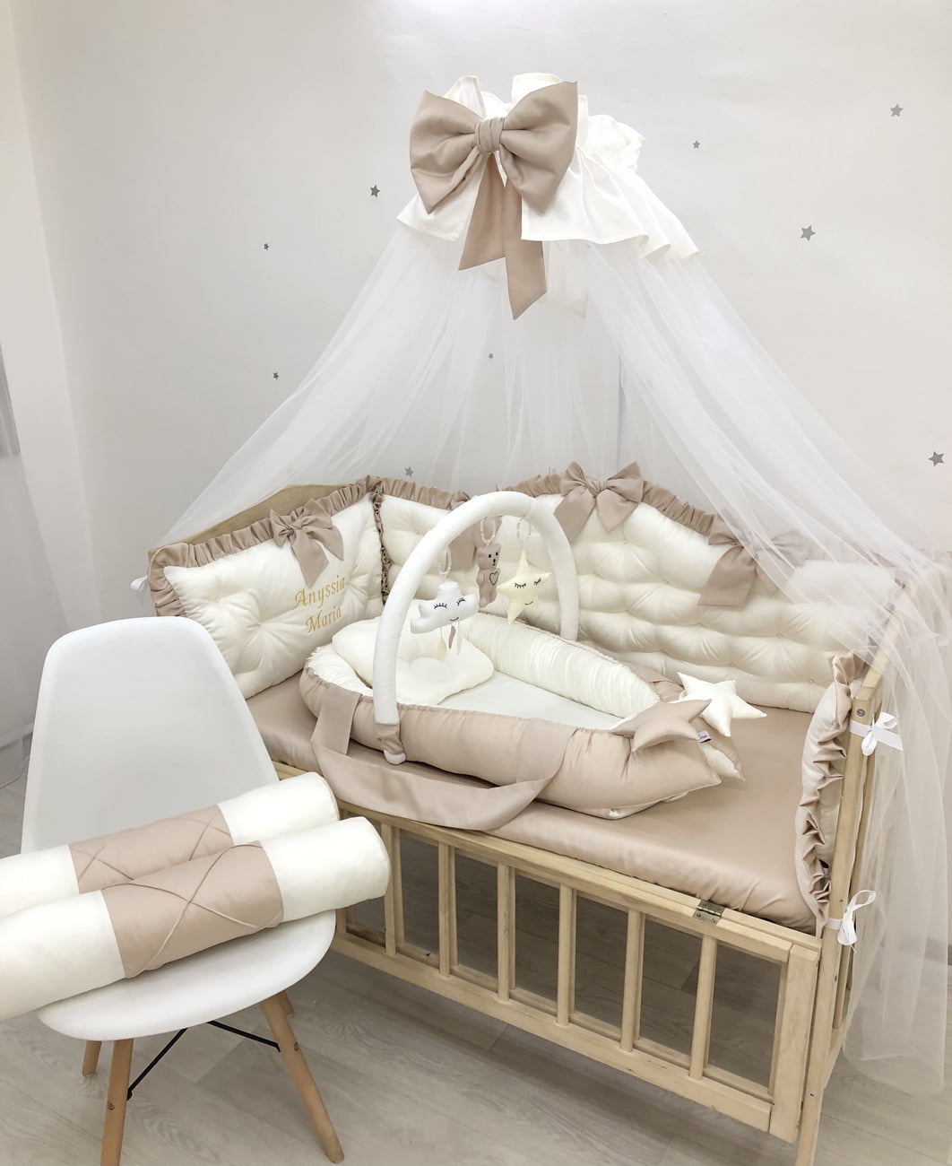 Crib set “Royal luxury baby bedding set cappuccino color“ - Baby Bedding Worlds