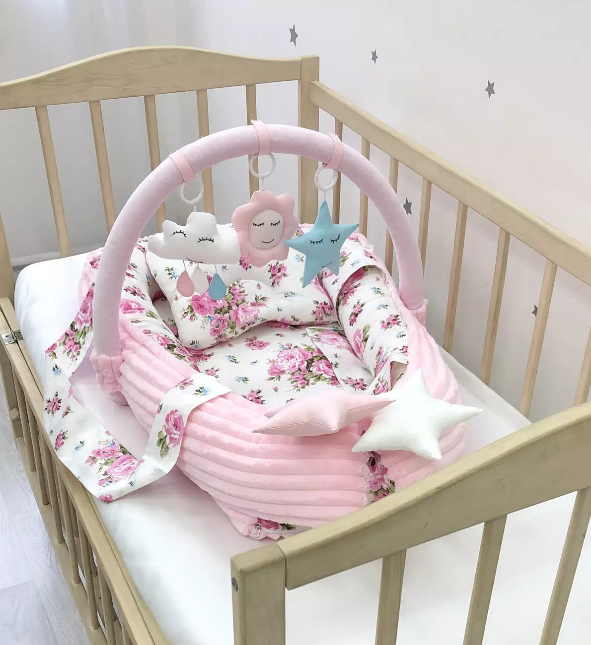 Baby nest “Pink Flower” - Baby Bedding Worlds