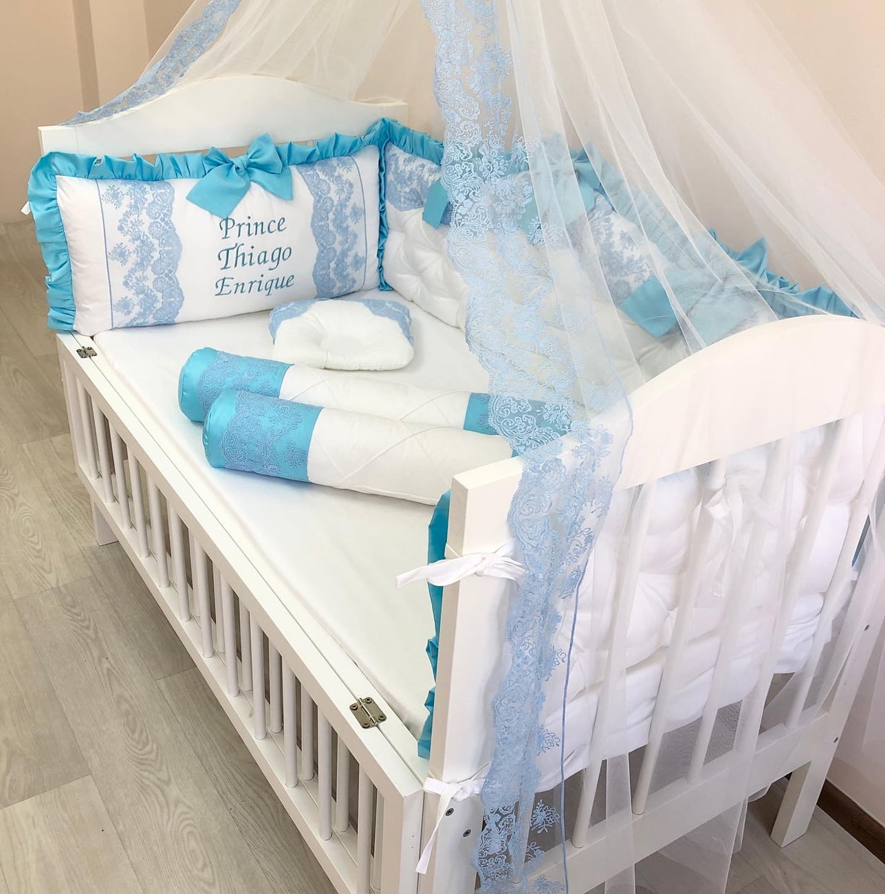 Crib set “Azure Royal Dream” - Baby Bedding Worlds