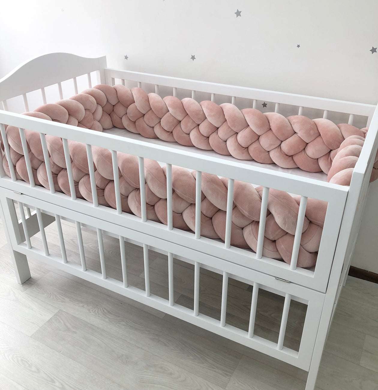 Braided Crib Bumper "Dusty Rose" - Baby Bedding Worlds