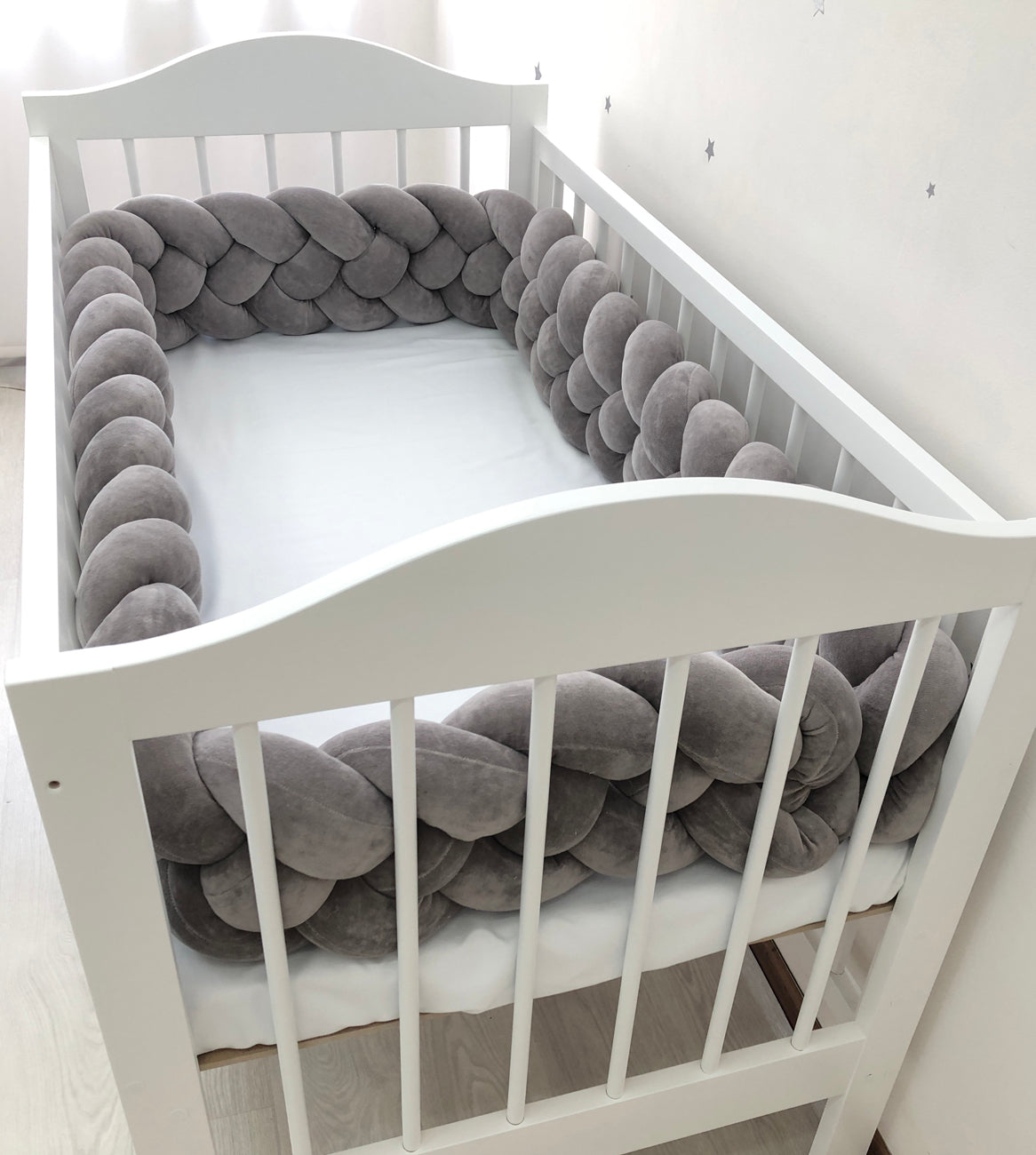 Dark gray braided bumper - Baby Bedding Worlds