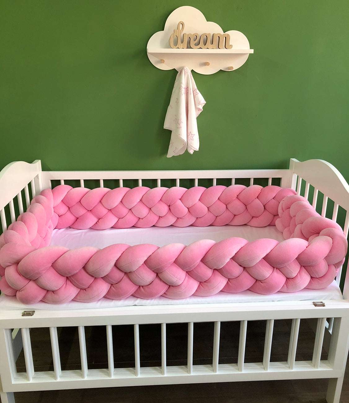 Pink braided bumper - Baby Bedding Worlds