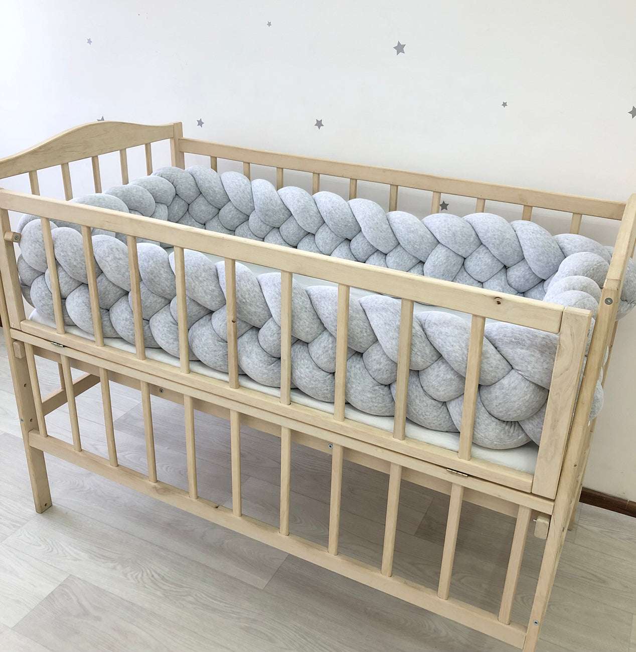 Gray braided crib bumper - Baby Bedding Worlds