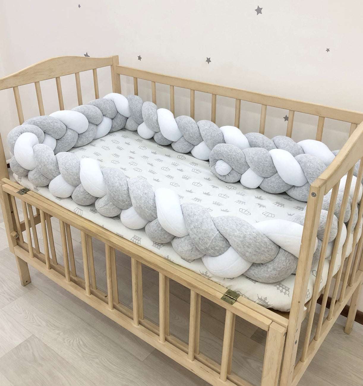 Gray white knot cradle decor - Baby Bedding Worlds