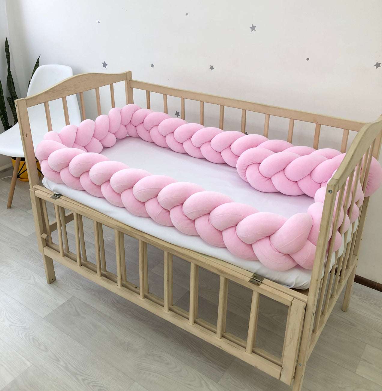 Braided Crib Bumper Pink color - Baby Bedding Worlds