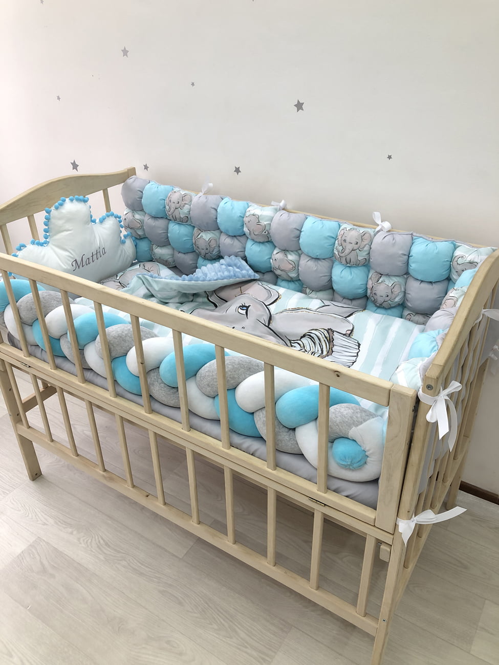Crib set “Boy Elephant” - Baby Bedding Worlds