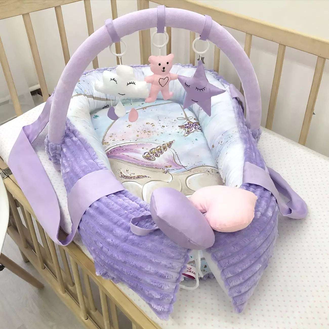 Baby Nest ” Infant Nest with arc and toys for a newborn” - Baby Bedding Worlds