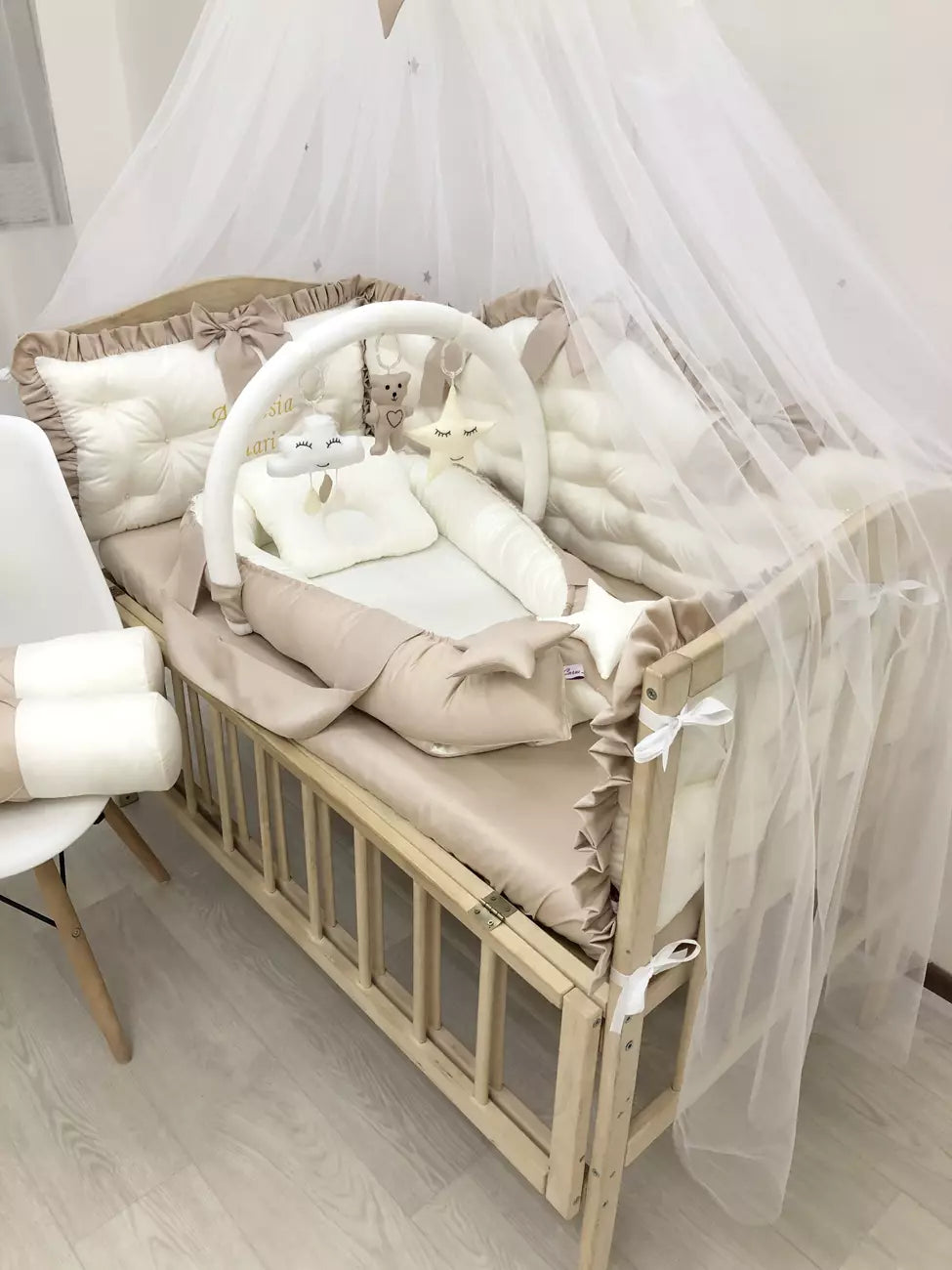 Crib set “Royal luxury baby bedding set cappuccino color“ - Baby Bedding Worlds