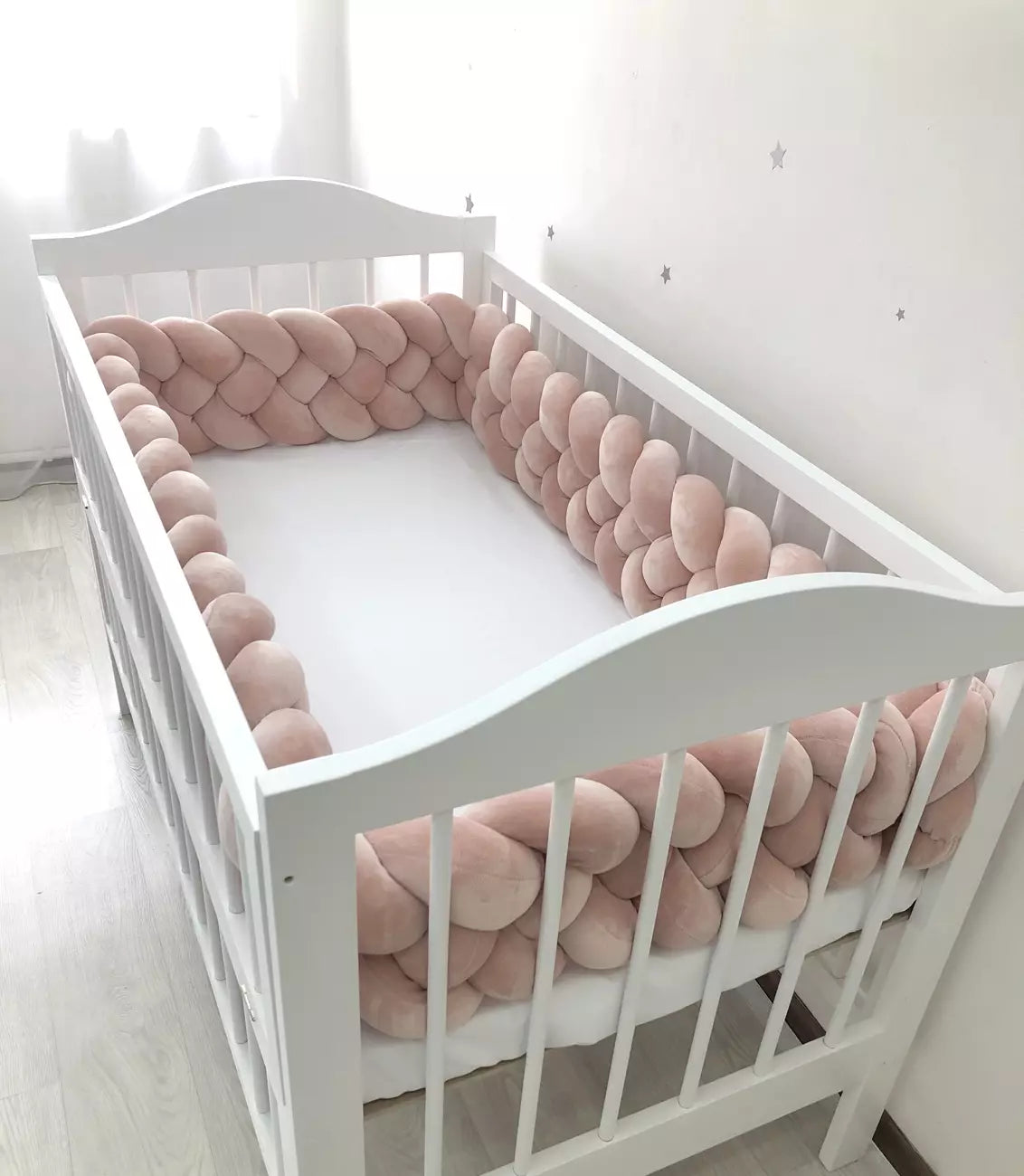 Braided Crib Bumper "Dusty Rose" - Baby Bedding Worlds