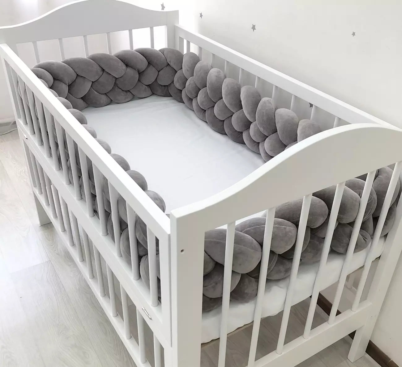 Dark gray braided bumper - Baby Bedding Worlds