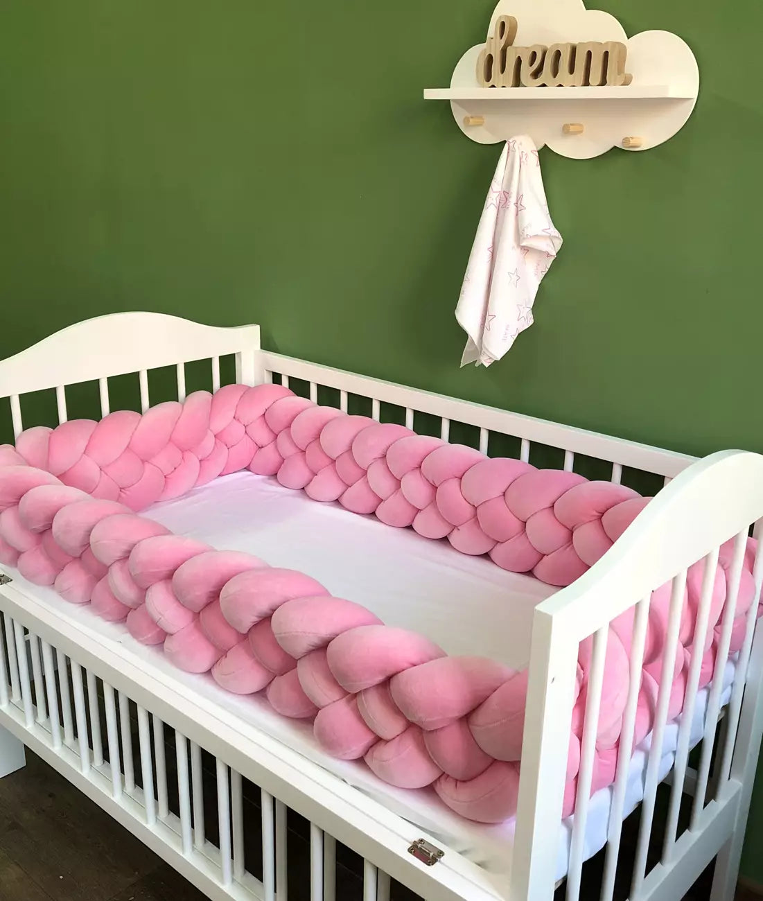 Pink braided bumper - Baby Bedding Worlds