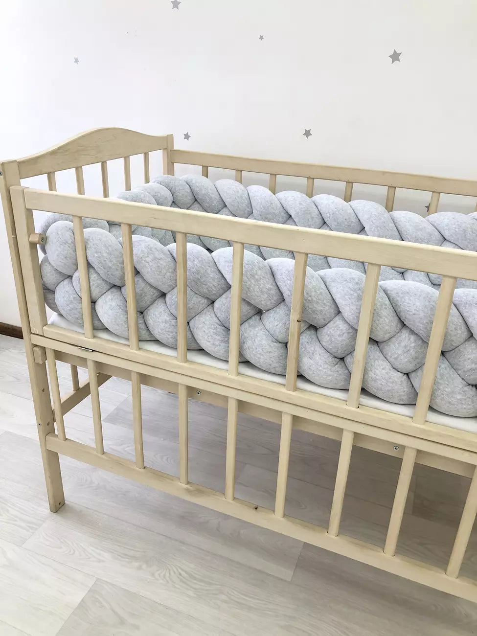 Gray braided crib bumper - Baby Bedding Worlds