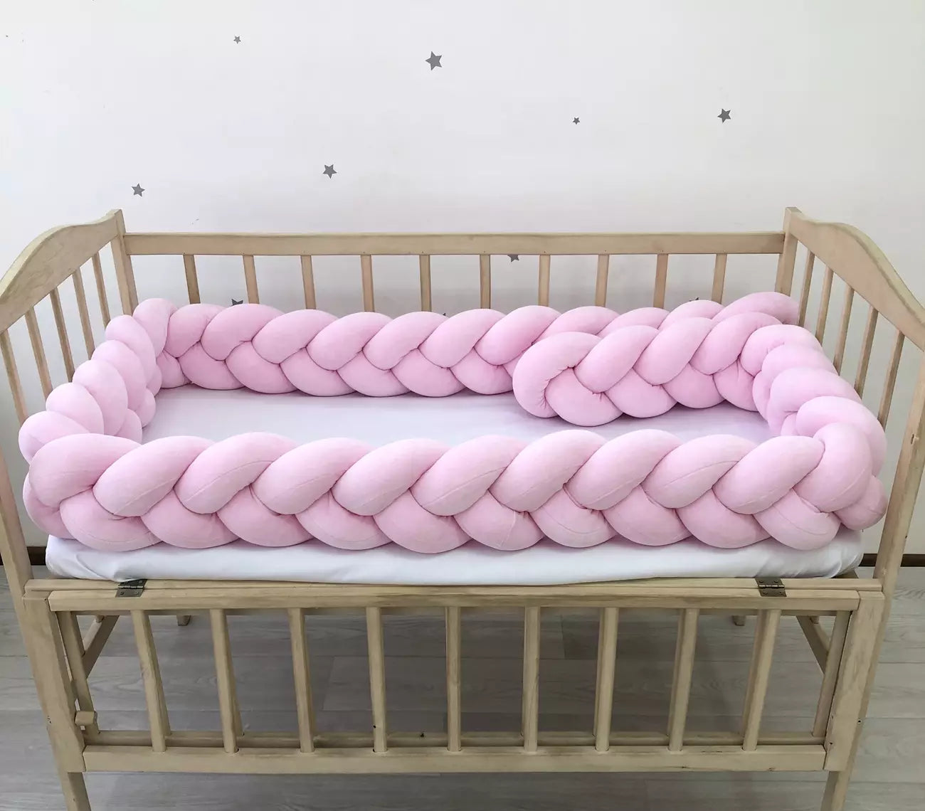 Braided Crib Bumper Pink color - Baby Bedding Worlds