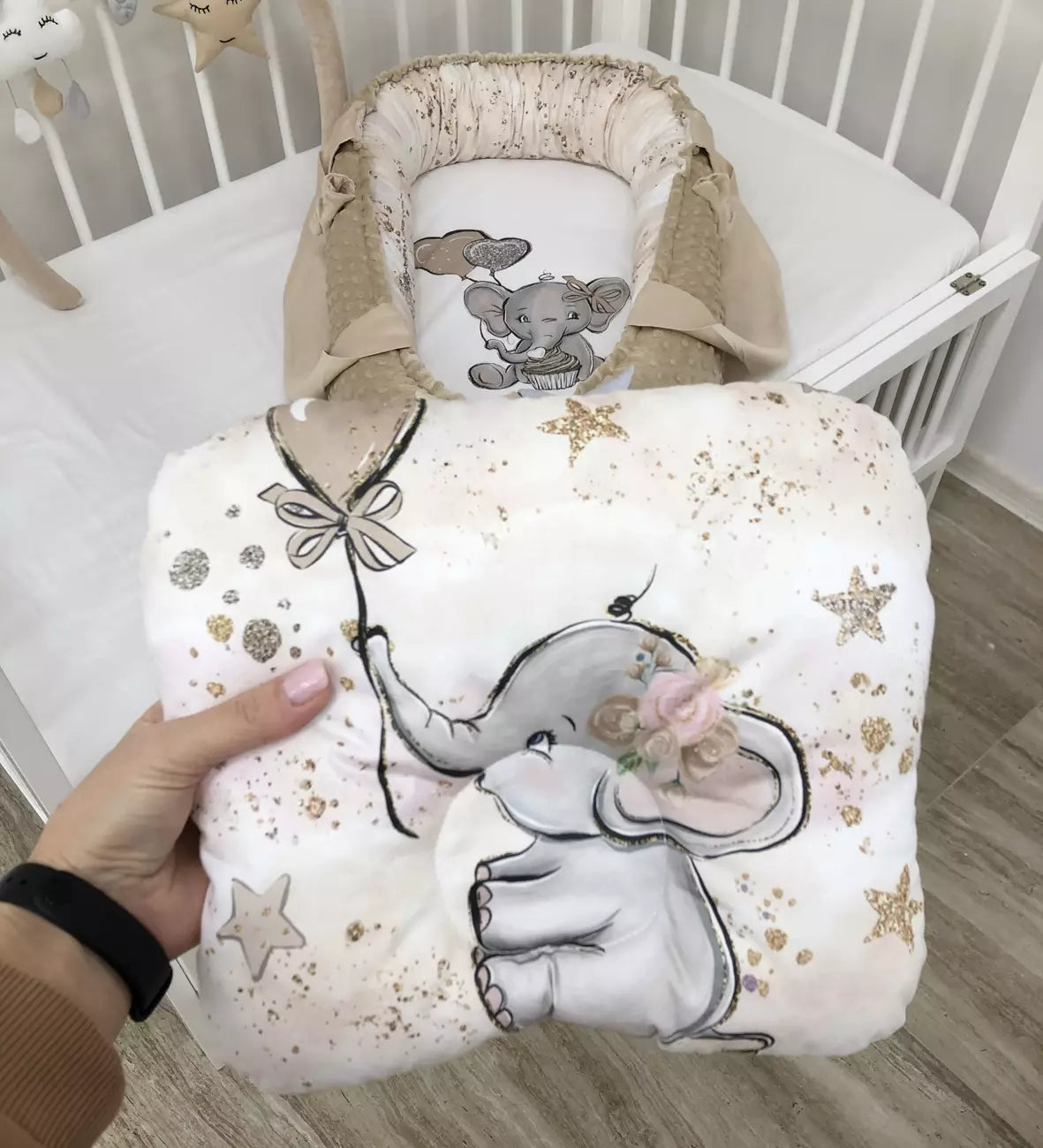 Beige color Minky nursery - Baby Bedding Worlds