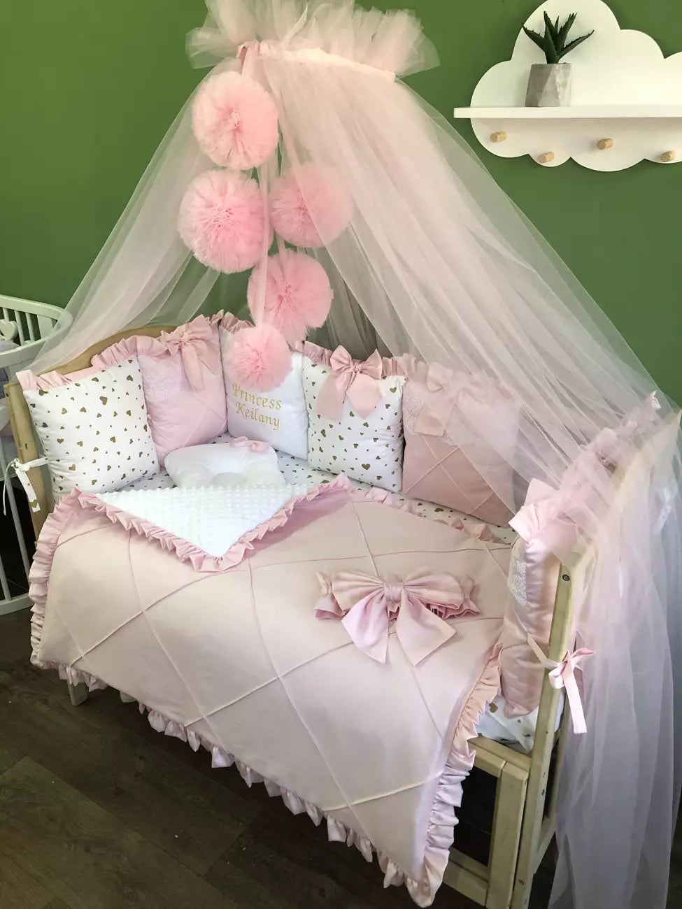 Crib set “Pink Little princess” - Baby Bedding Worlds