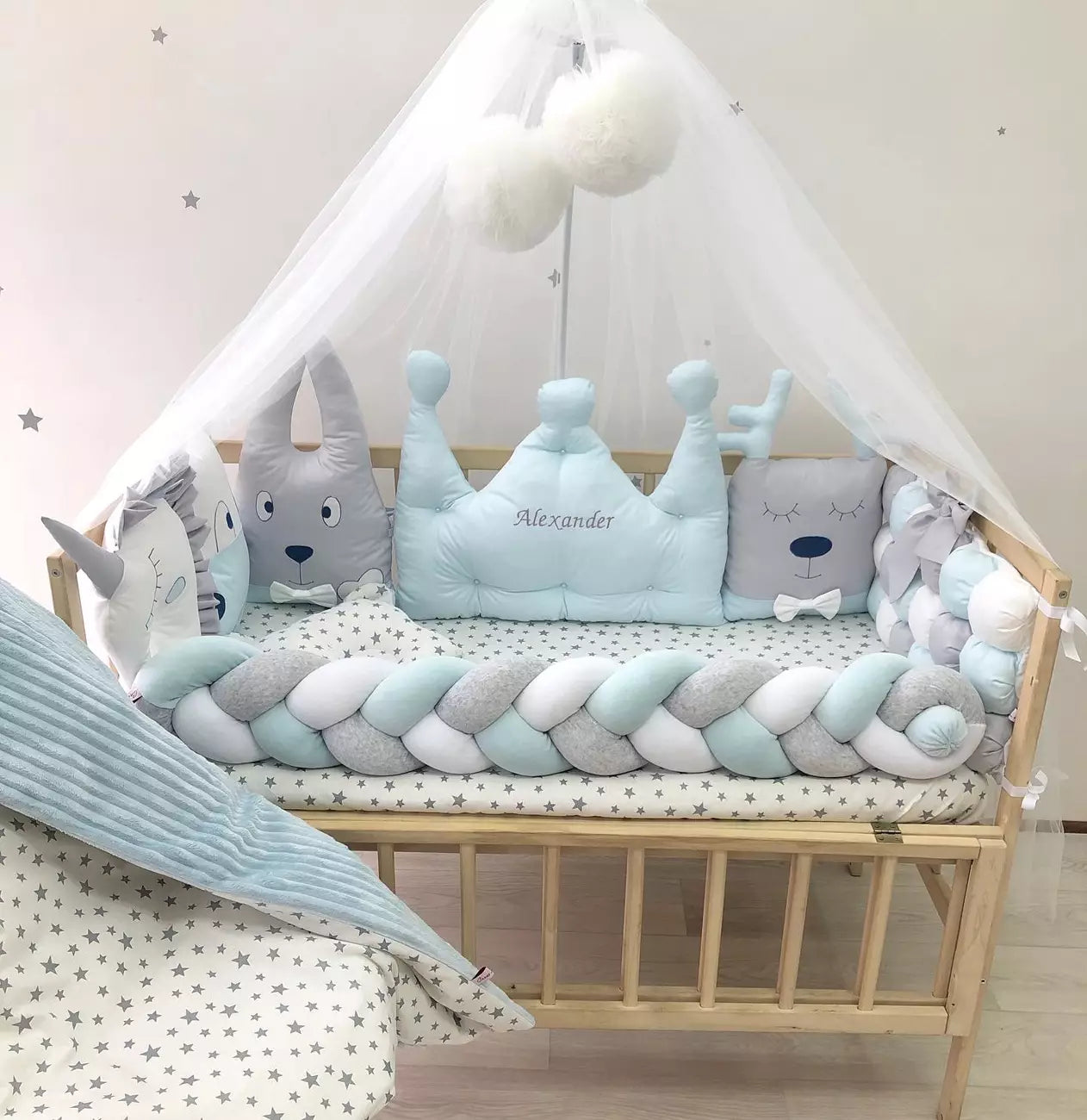 Crib set “Sky-Blue exclusive baby bedding set” - Baby Bedding Worlds